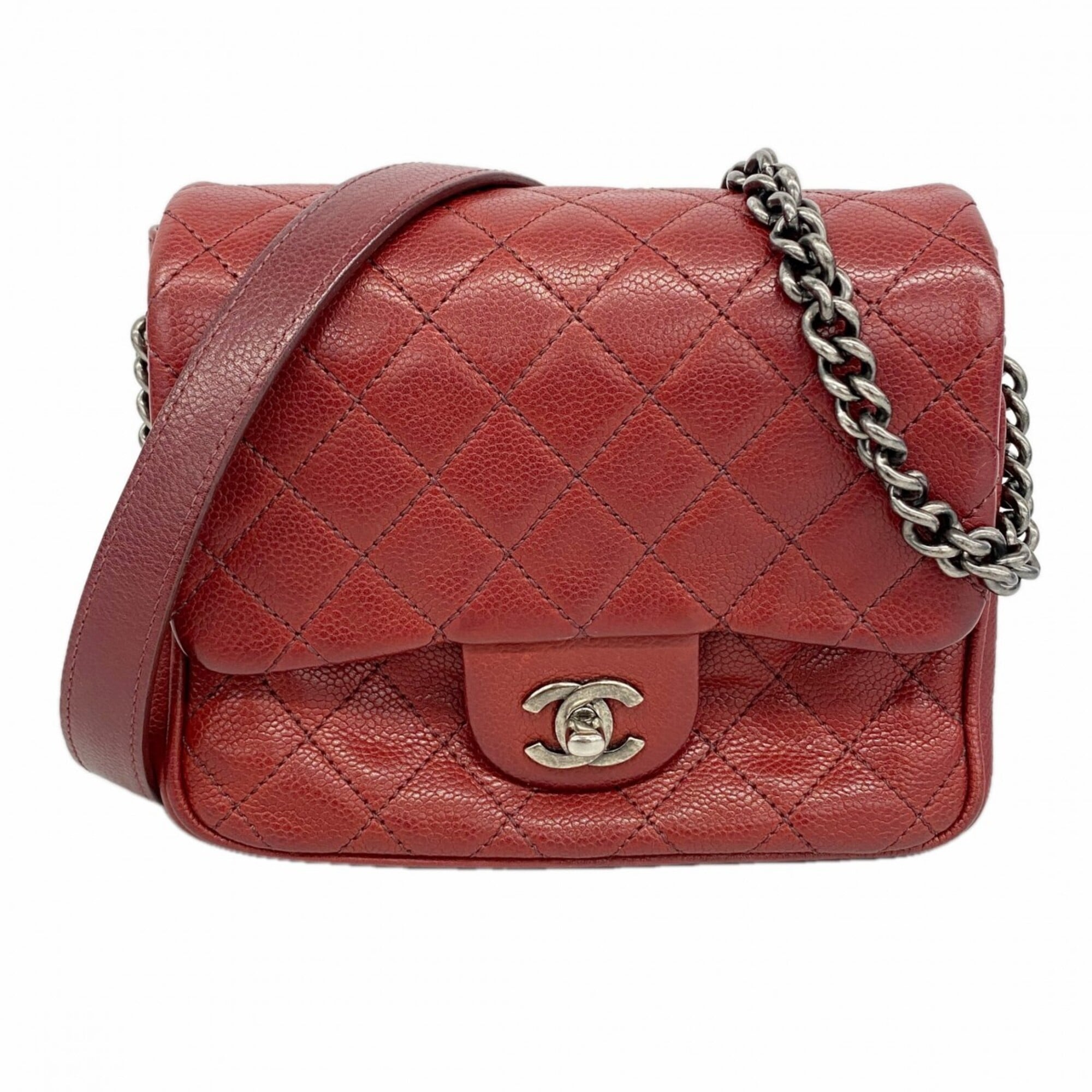 Chanel Bordeaux Grained Calfskin Shoulder Bag (Pre-Owned)
