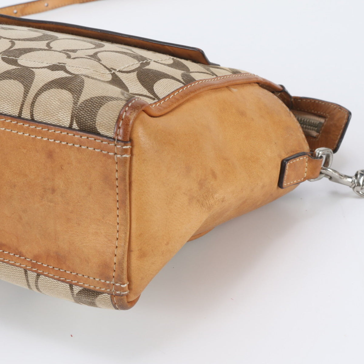 Coach Brown Leather Canvas Handbag Shoulder Bag (Pre-Owned)