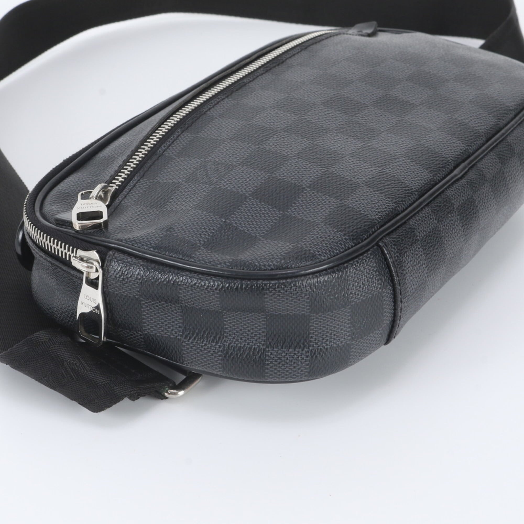 Louis Vuitton Black Leather Coated Canvas Pouch Sling Bag (Pre-Owned)