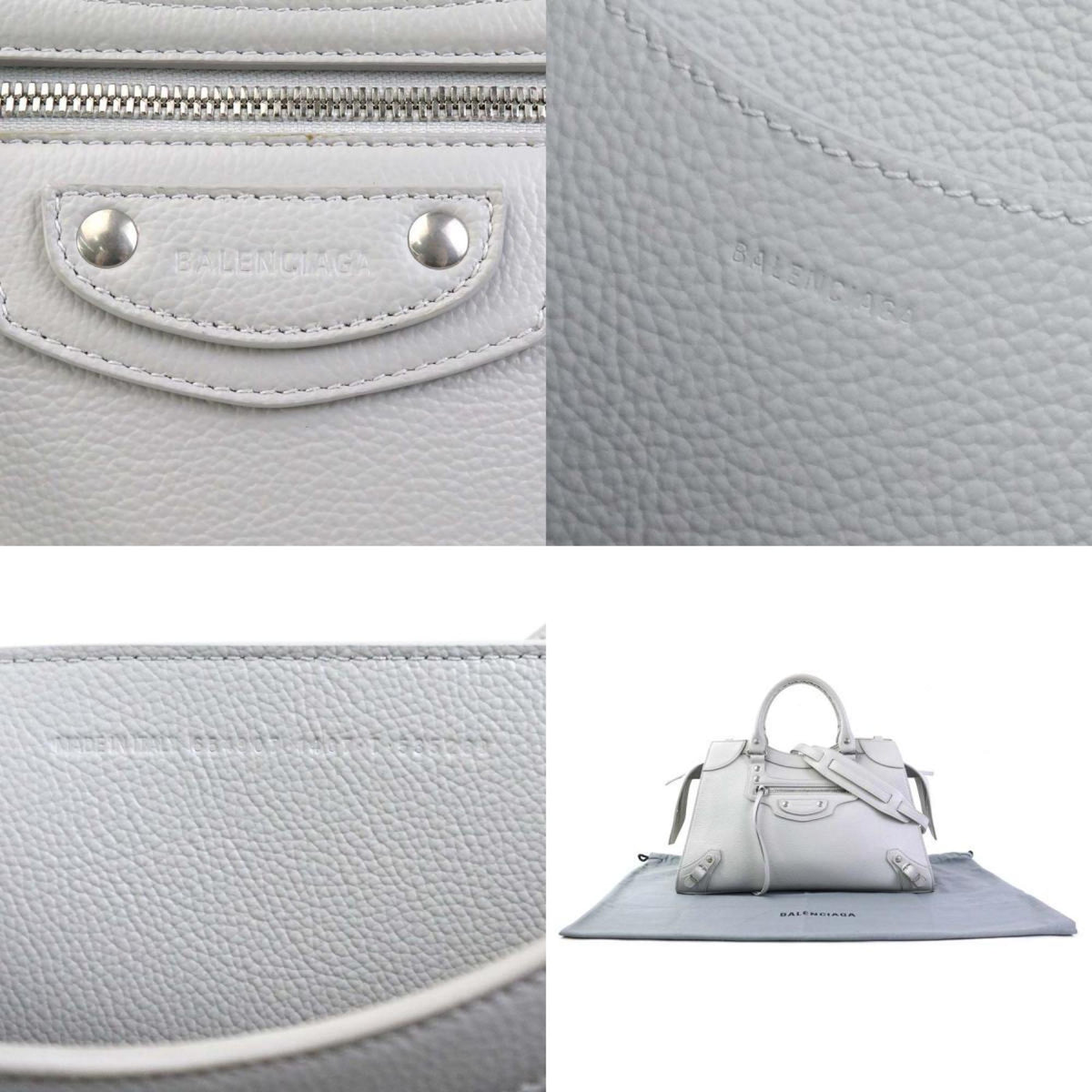 Balenciaga Light Gray Leather Handbag Shoulder Bag (Pre-Owned)