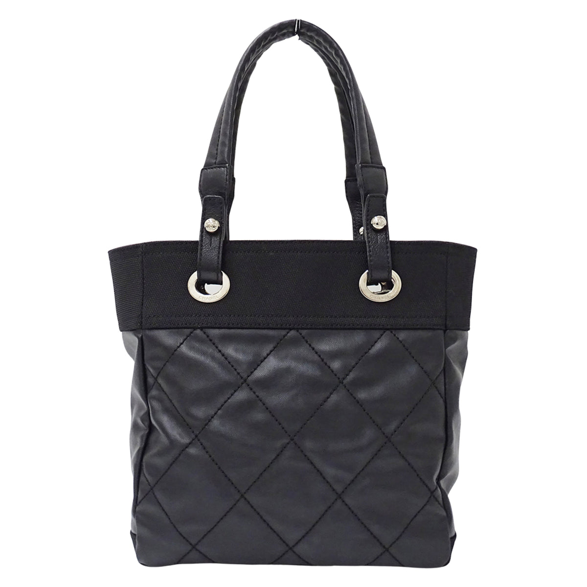 Chanel Black Coated Canvas Tote Bag (Pre-Owned)