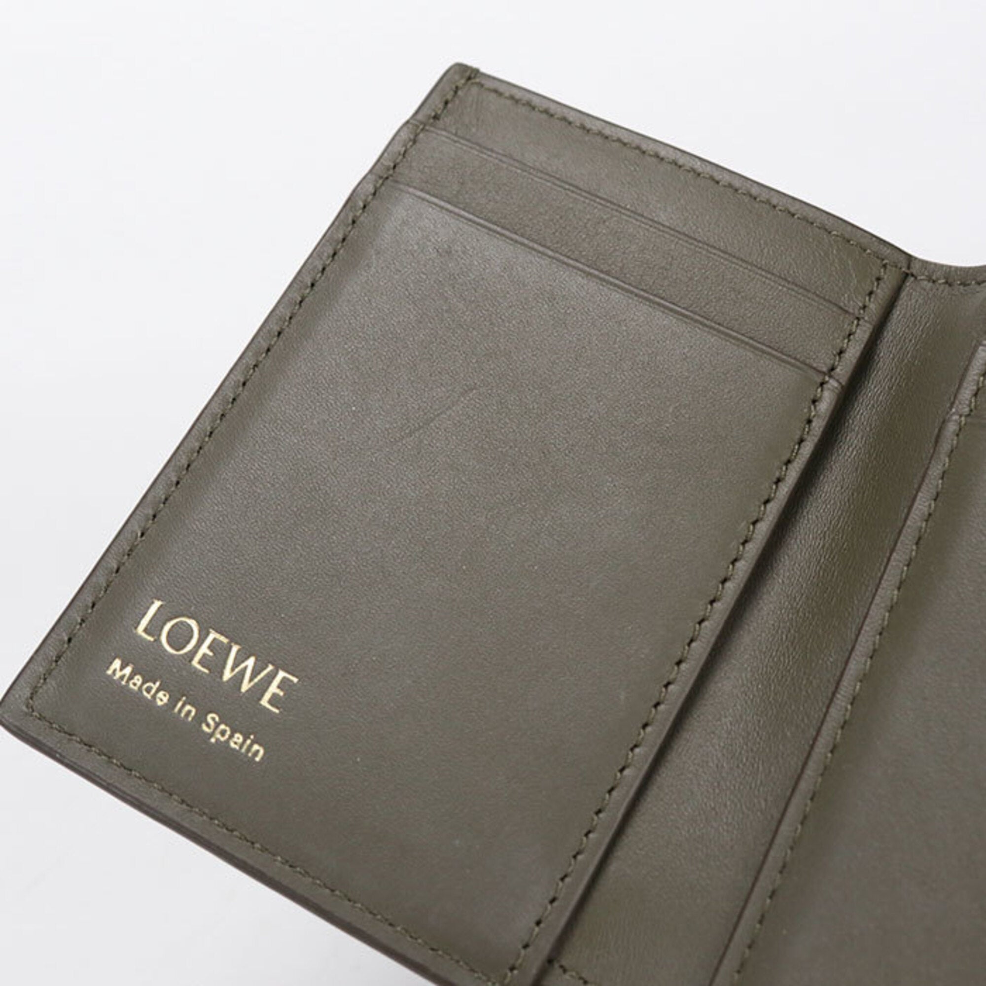 Loewe Khaki Leather Wallet (Tri-Fold) (Pre-Owned)
