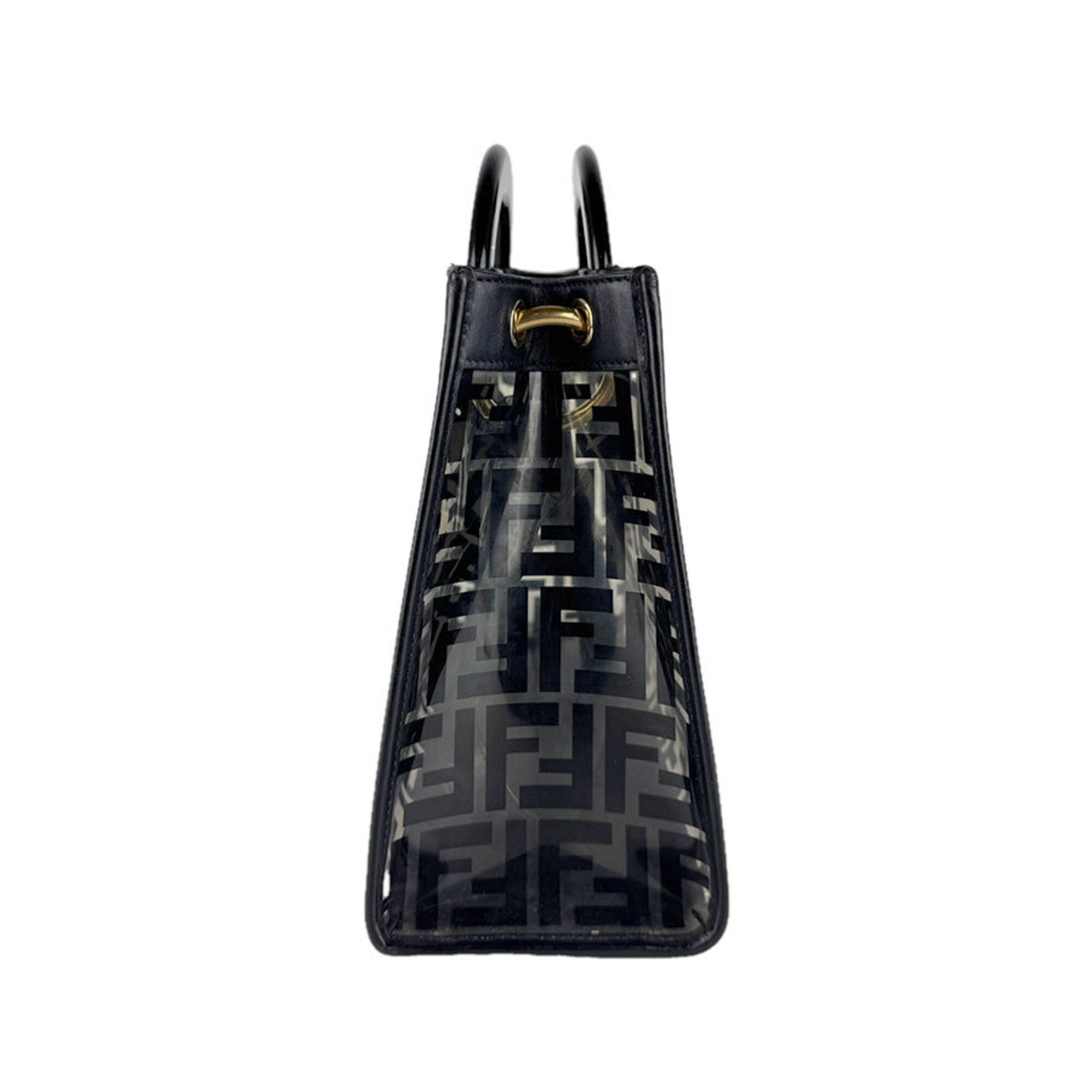 Fendi Black Clear Vinyl Leather Handbag Shoulder Bag (Pre-Owned)