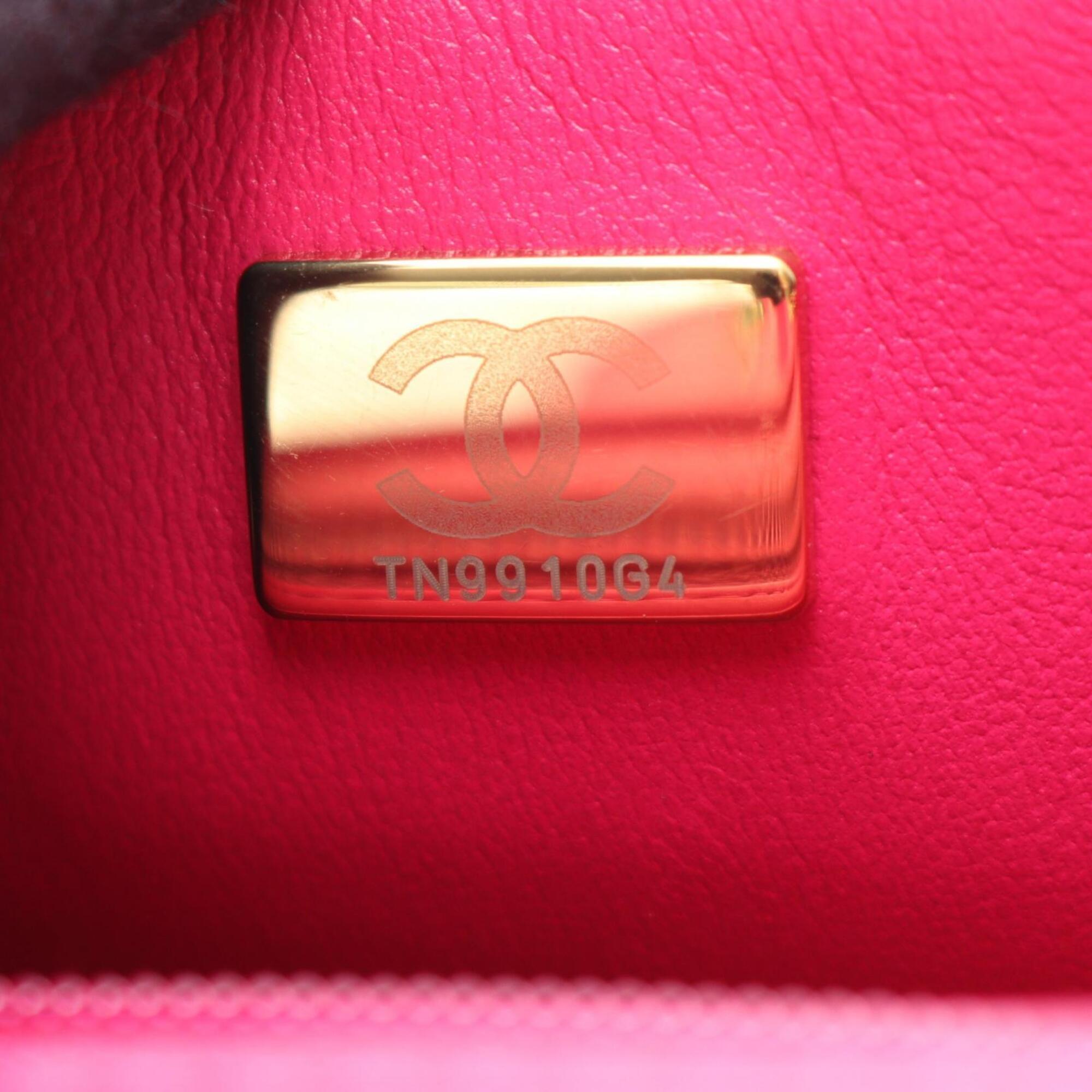 Chanel Pink Fabric Leather Handbag Shoulder Bag (Pre-Owned)