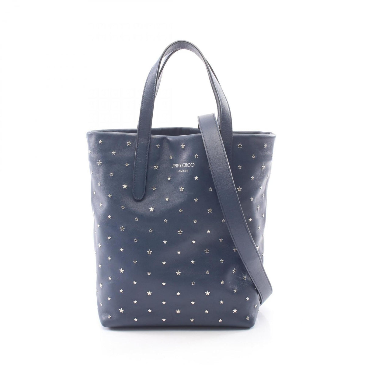 Jimmy Choo Navy Leather Handbag Tote Bag (Pre-Owned)