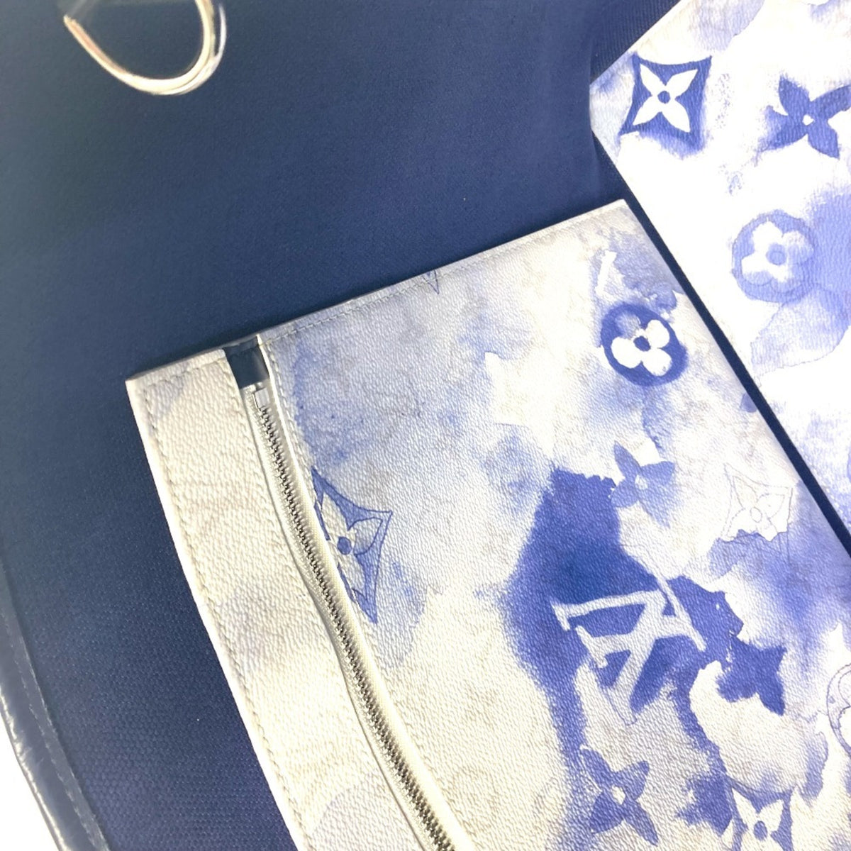 Louis Vuitton Blue White Monogram Shoulder Bag Tote Bag (Pre-Owned)