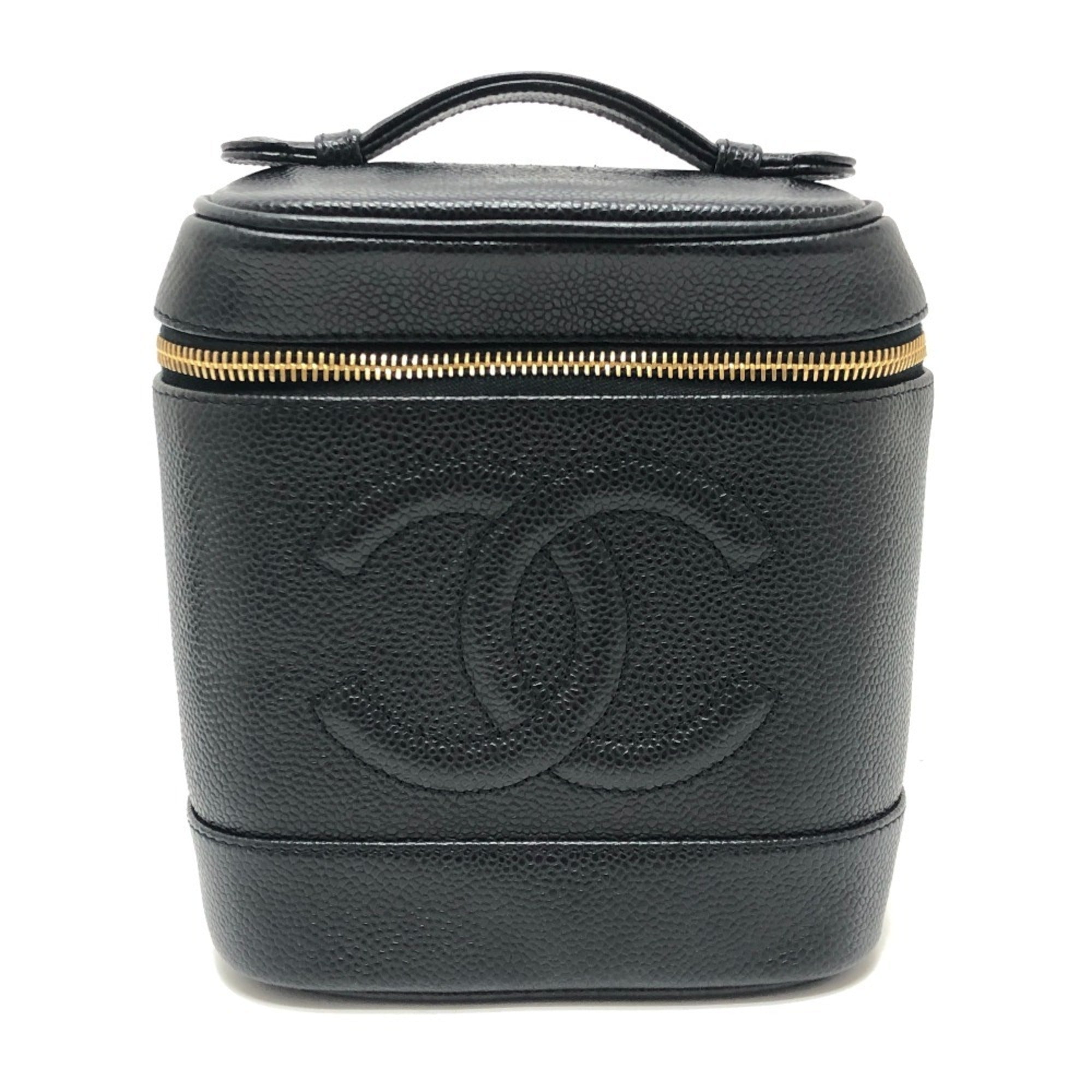 Chanel Black Grained Calfskin Handbag Vanity Bag (Pre-Owned)