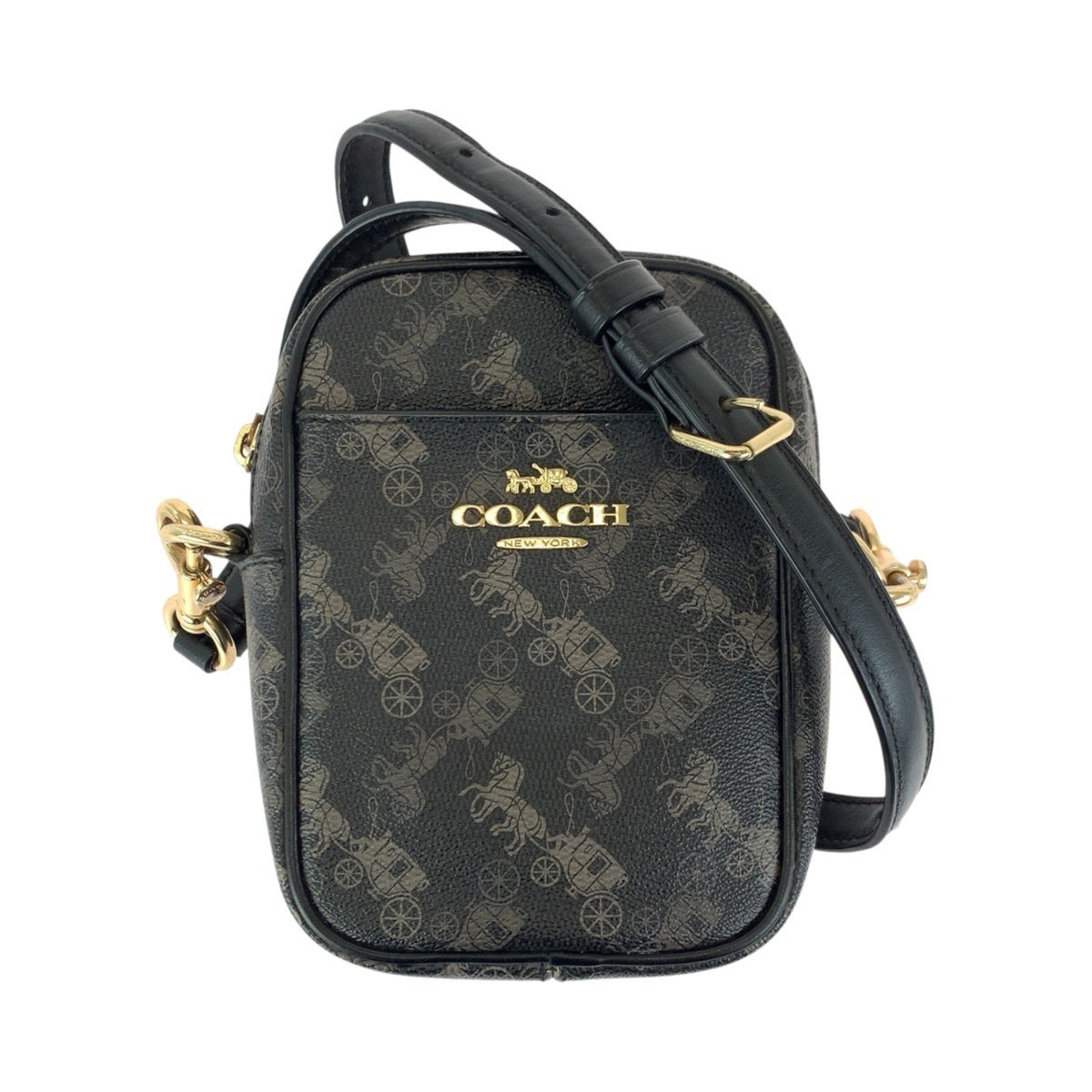 Coach Black Gray Pvc Leather Pochette Shoulder Bag (Pre-Owned)