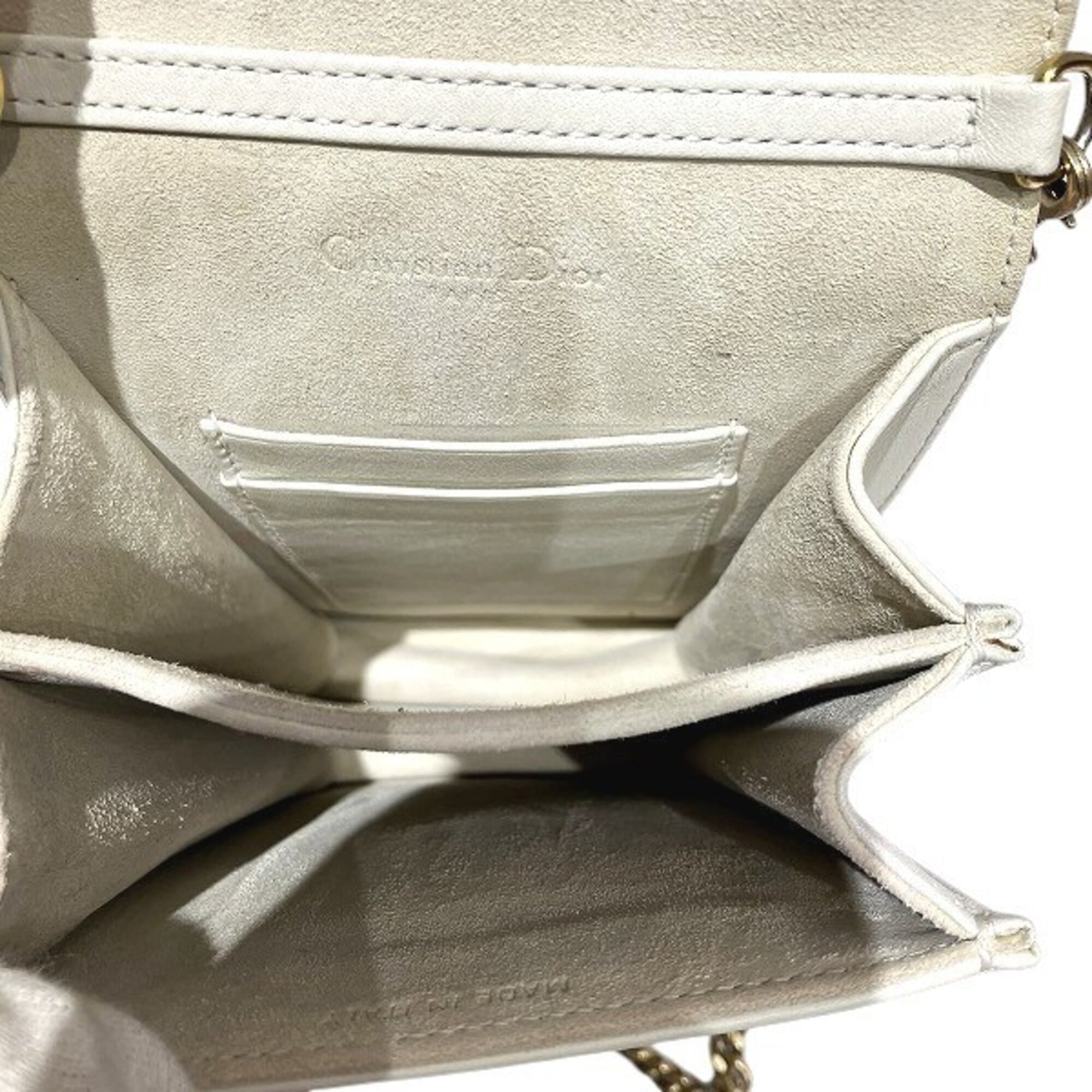 Christian Dior Ivory Leather Handbag Shoulder Bag (Pre-Owned)