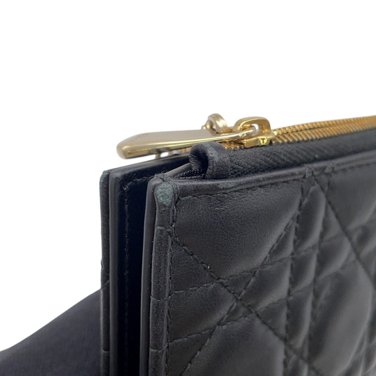 Christian Dior Lady Dior Black Leather Wallet (Bi-Fold) (Pre-Owned)