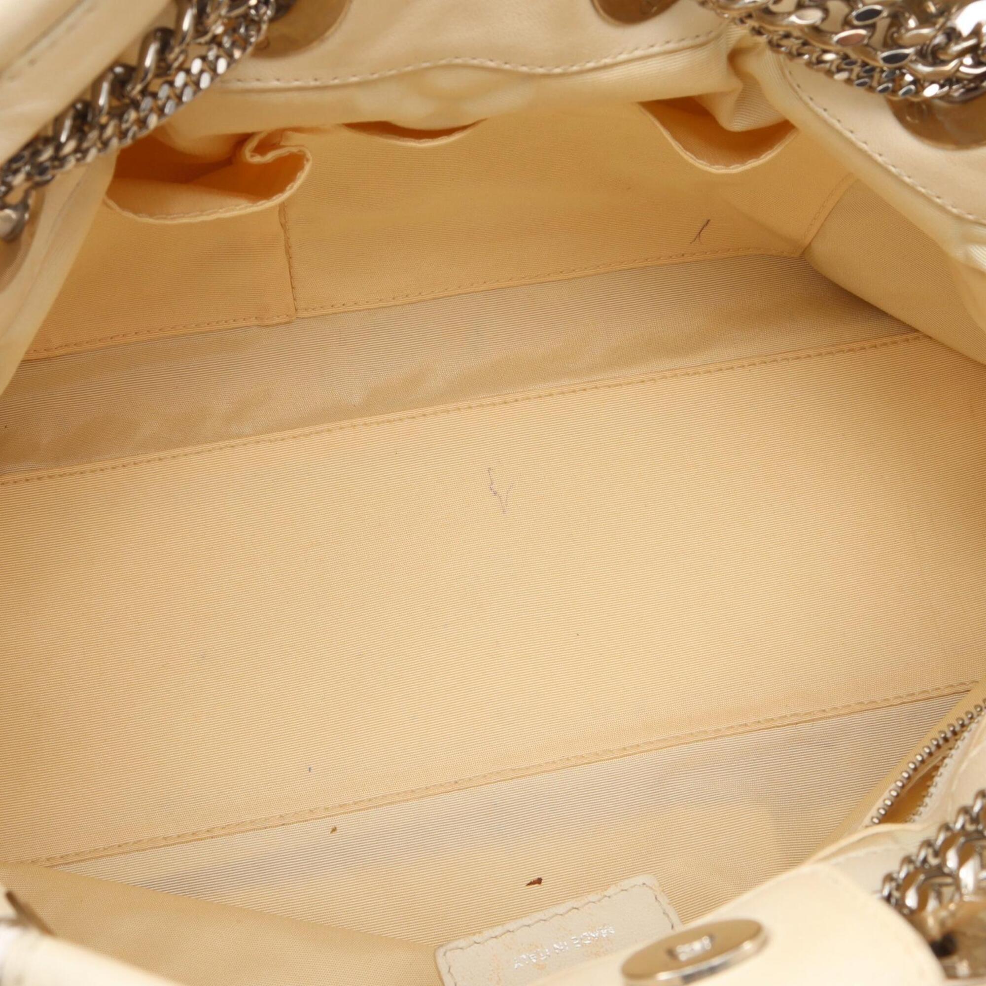 Christian Dior White Leather Handbag Tote Bag (Pre-Owned)
