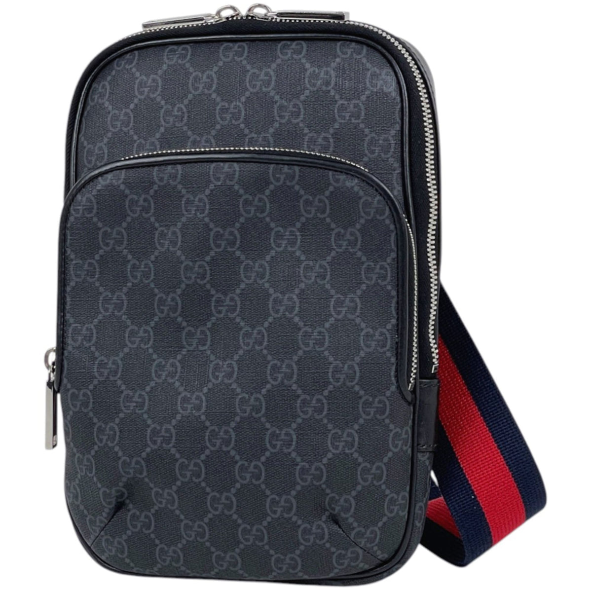 Gucci Sherry Line Black Gg Supreme Leather Shoulder Bag (Pre-Owned)