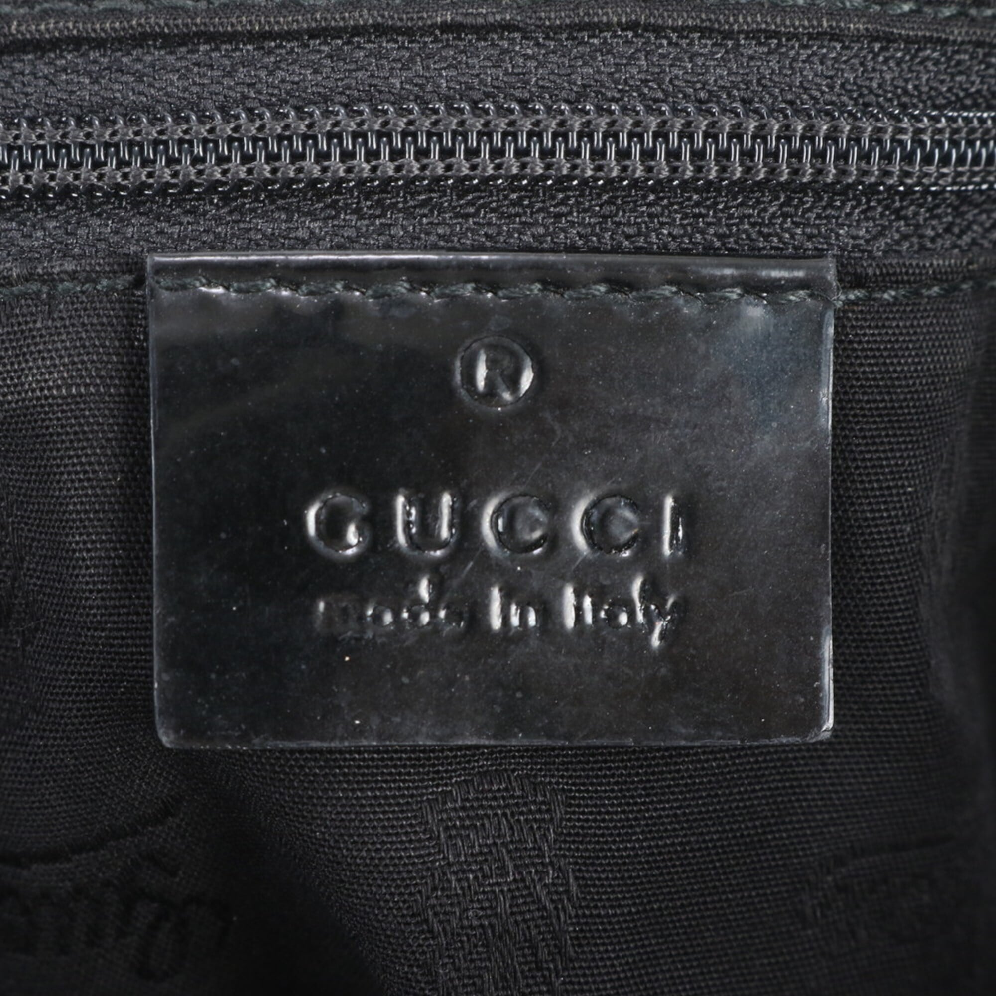 Gucci Black Leather Canvas Handbag Shoulder Bag Tote Bag (Pre-Owned)