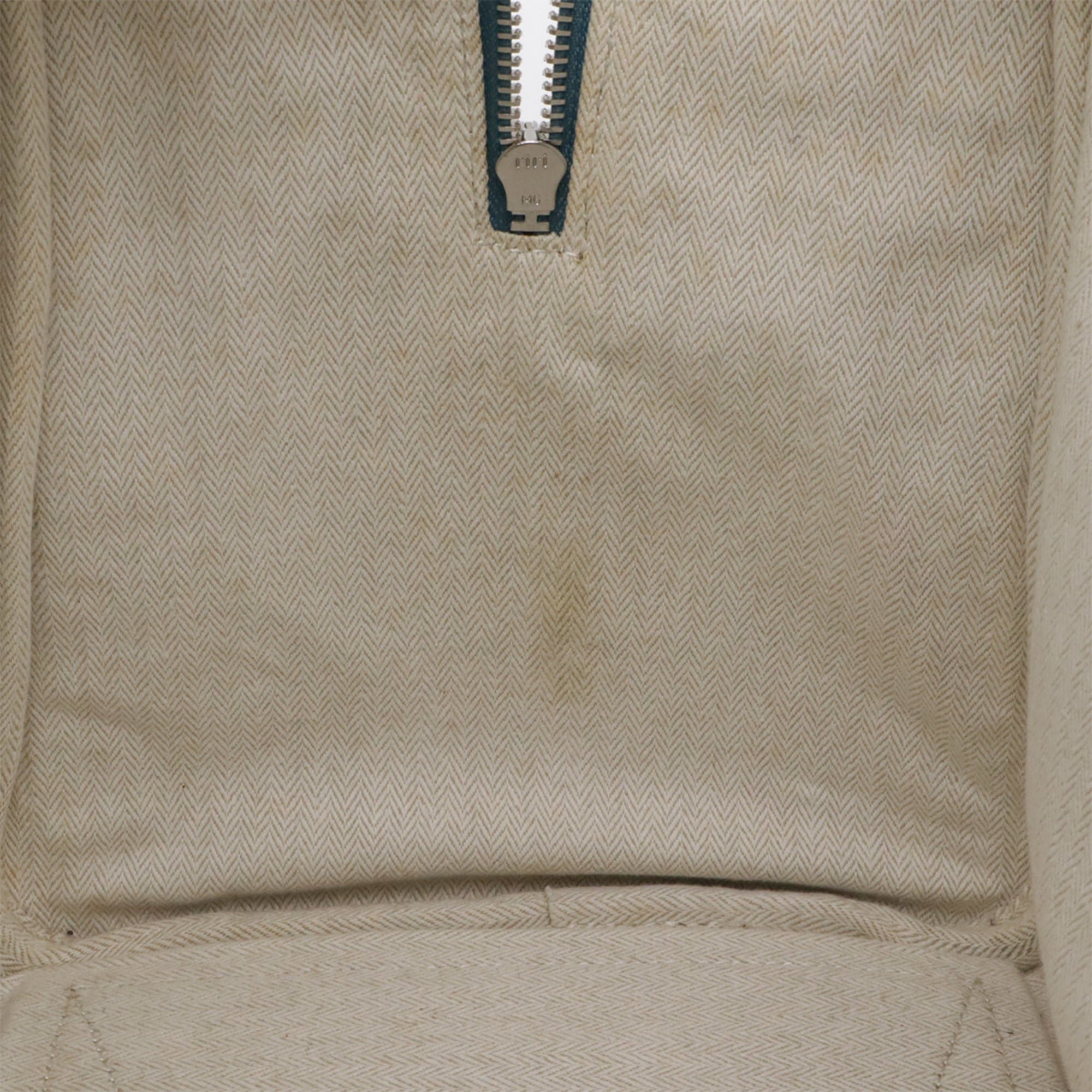 Hermes Beige Blue Jean Toile H Taurillon Clemence Leather Boston Bag (Pre-Owned)
