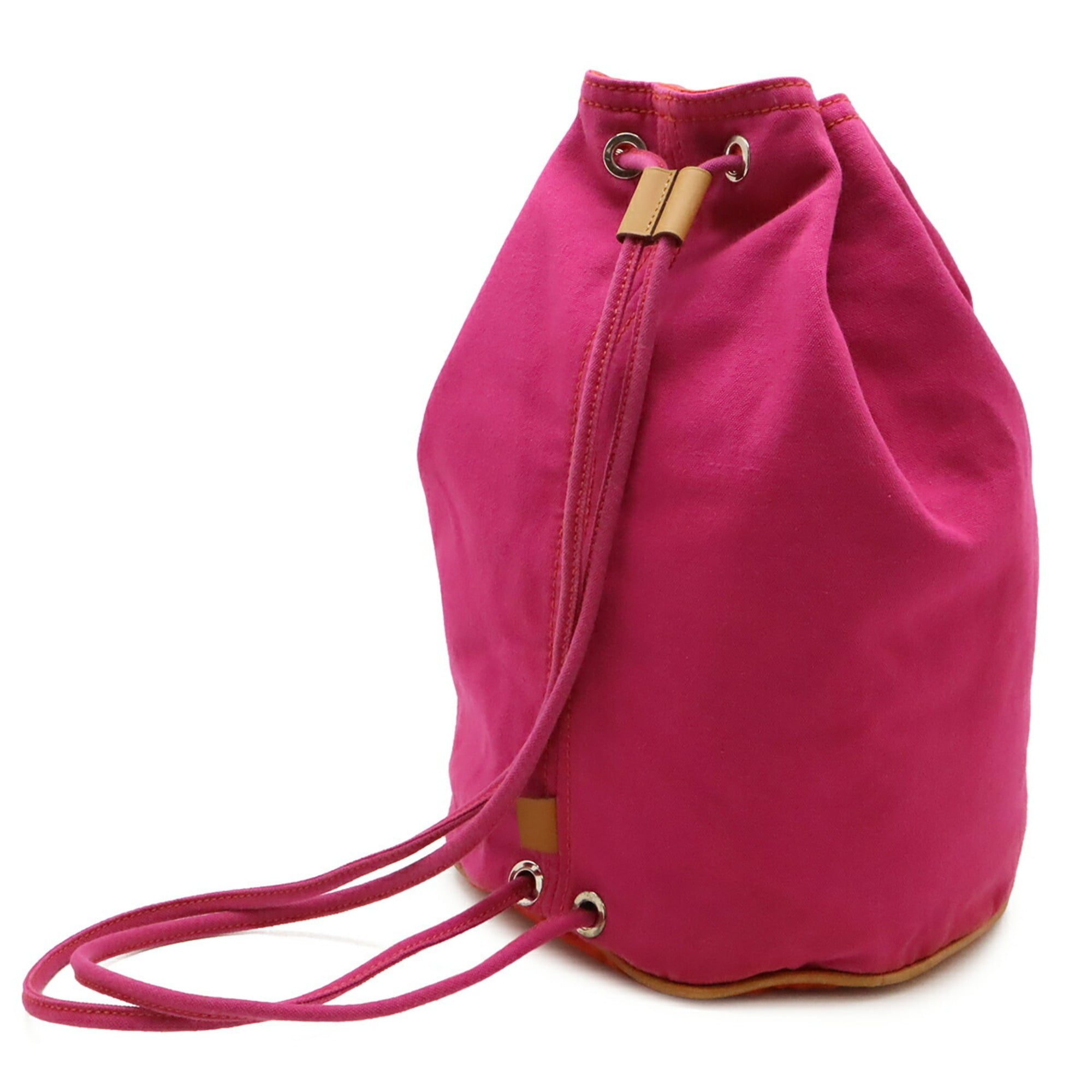 Hermes Pink Red Color Canvas Shoulder Bag (Pre-Owned)