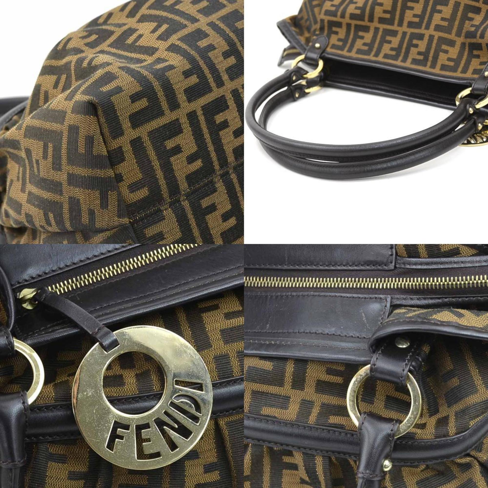 Fendi Brown Canvas Leather Shoulder Bag (Pre-Owned)