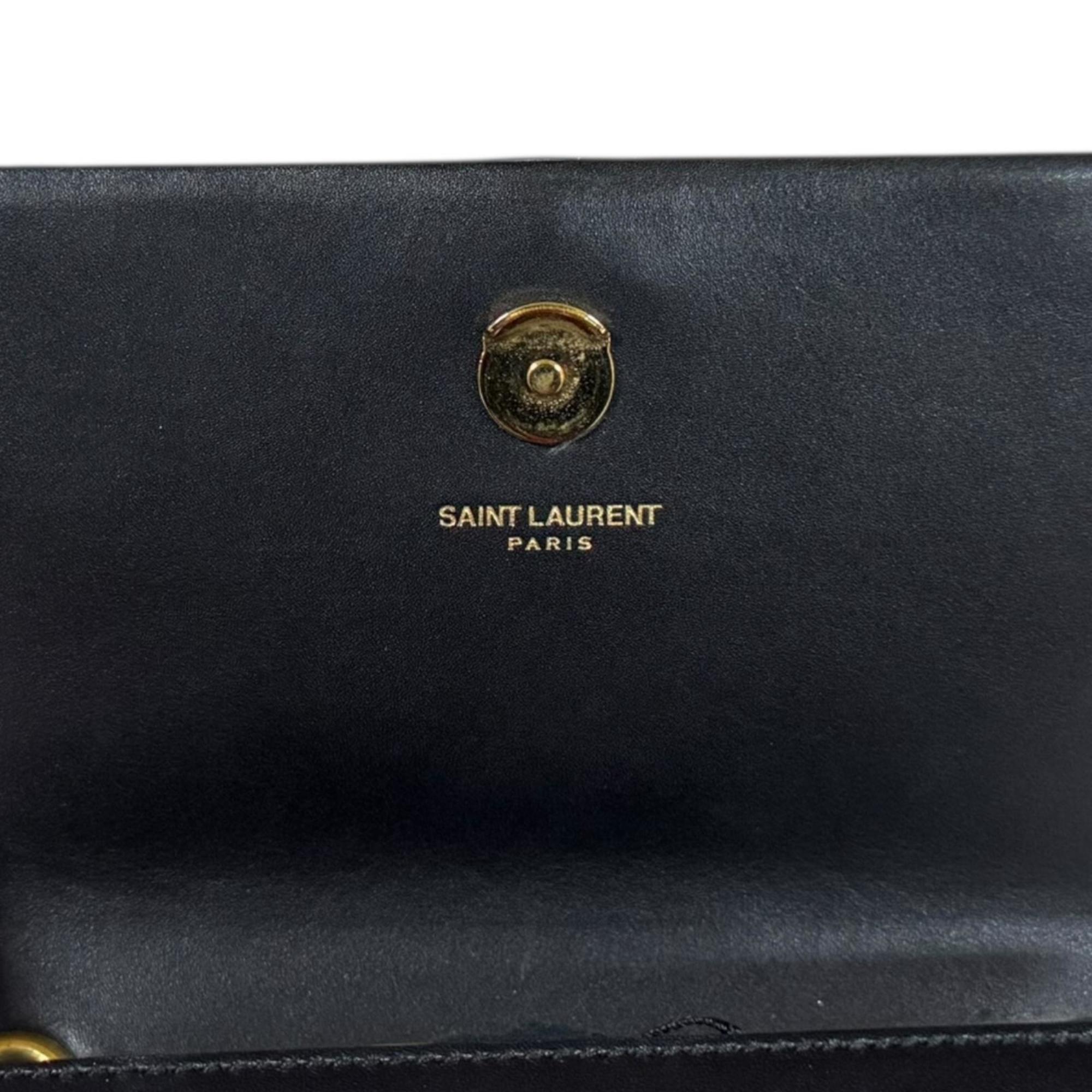 Saint Laurent Black Red Color Leather Shoulder Bag (Pre-Owned)