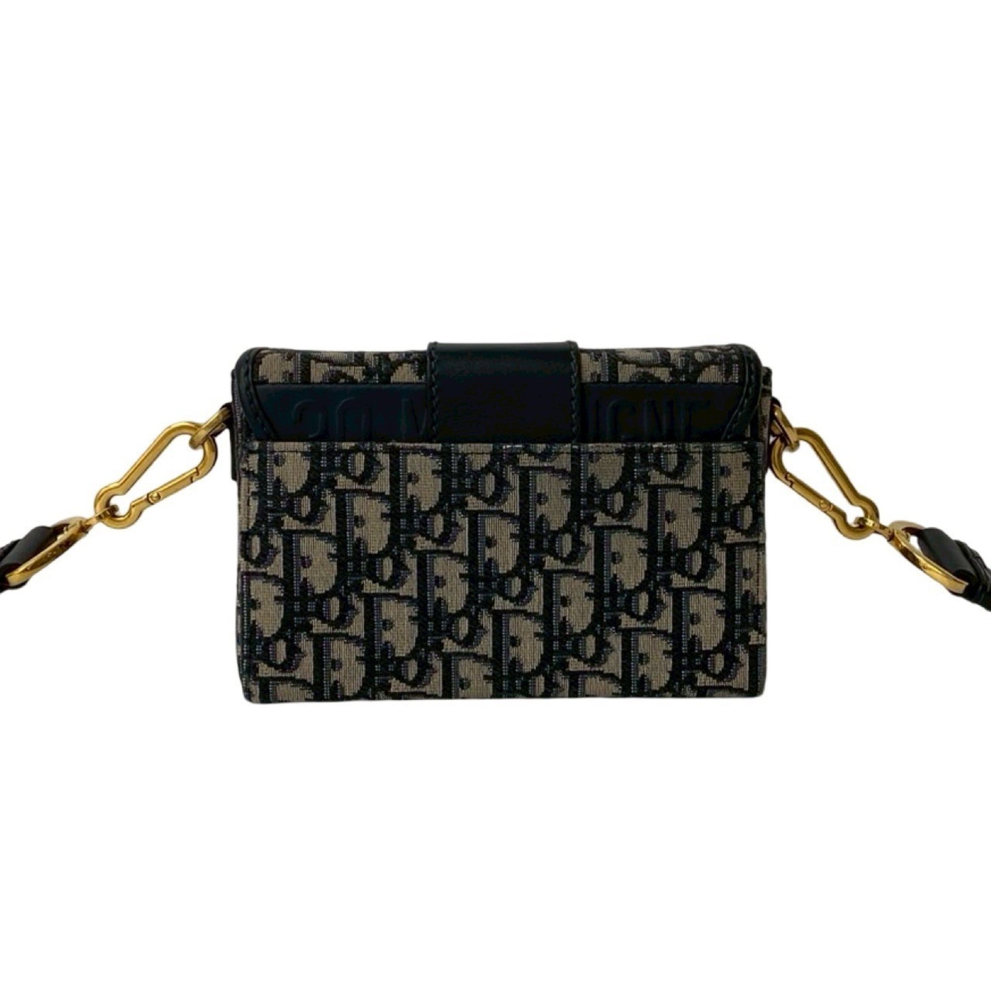 Christian Dior Navy Leather Canvas Shoulder Bag (Pre-Owned)