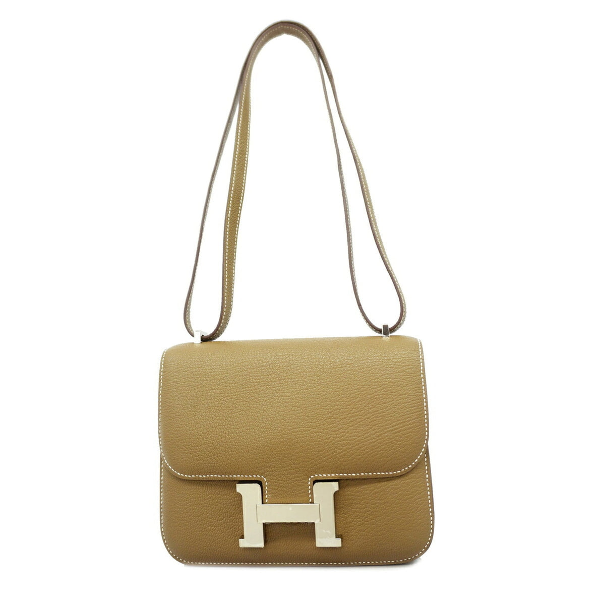 Hermes Etoupe Gray Chevre Myzore Leather Shoulder Bag (Pre-Owned)