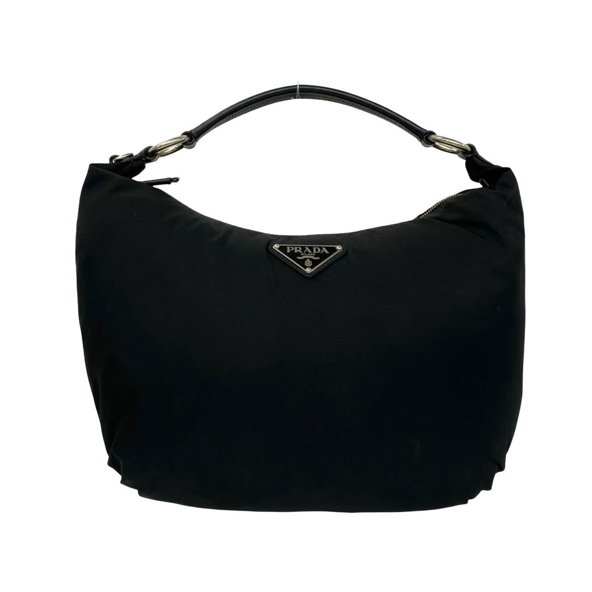 Prada Black Nylon Leather Shoulder Bag Tote Bag (Pre-Owned)