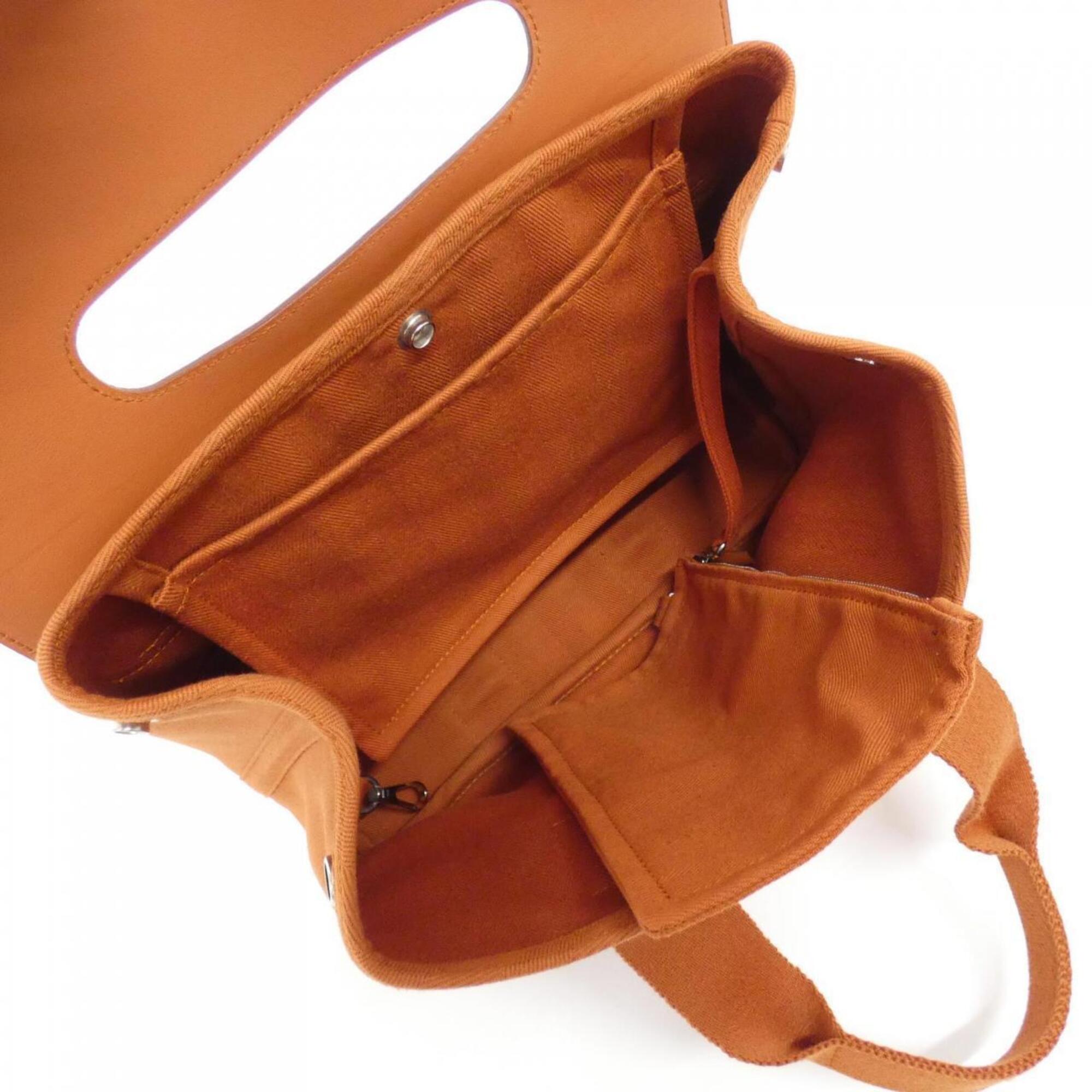 Hermes Brique Toile Chevron Handbag (Pre-Owned)