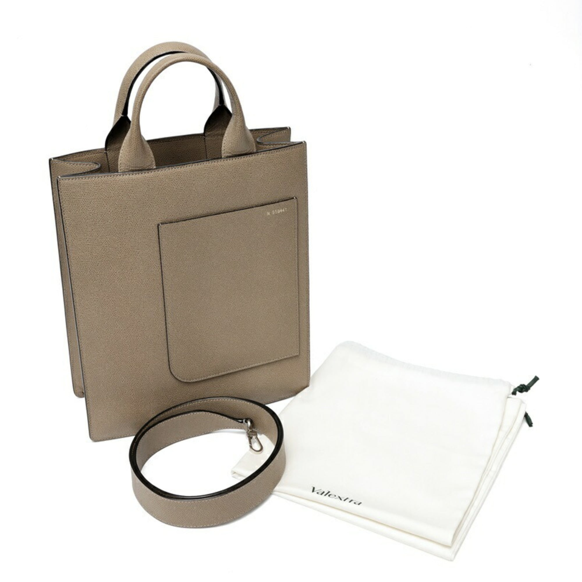 Valextra Grayish Leather Tote Bag (Pre-Owned)