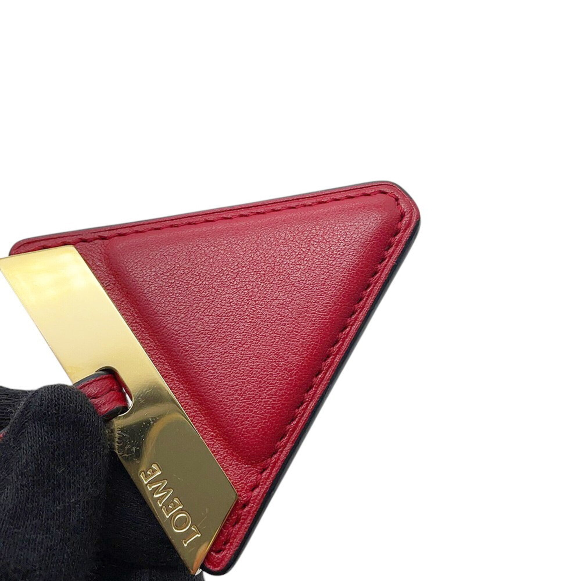 Loewe Red Color Leather Handbag Shoulder Bag (Pre-Owned)
