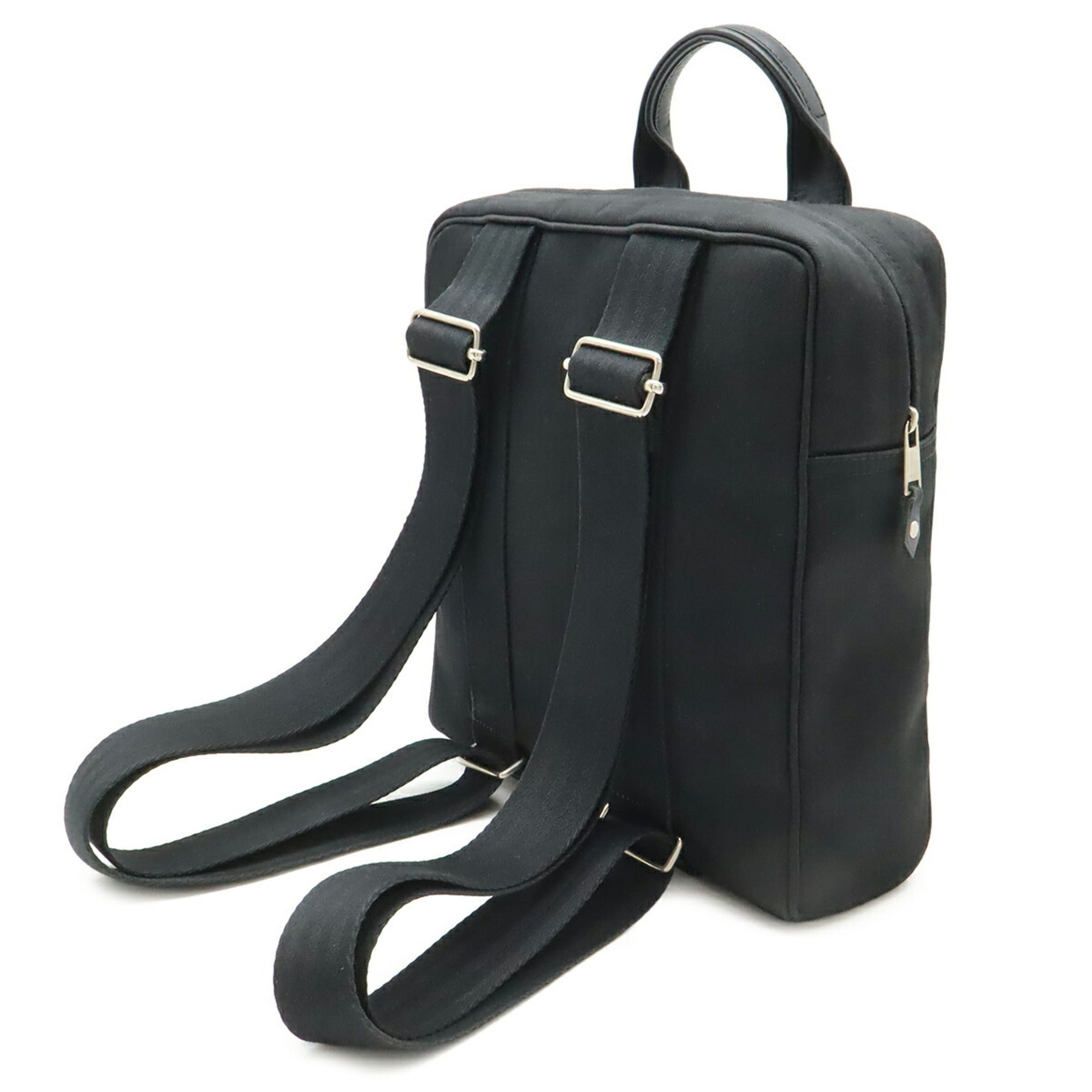 Hermes Acapulco Black Toile Chevron Leather Backpack Tote Bag (Pre-Owned)
