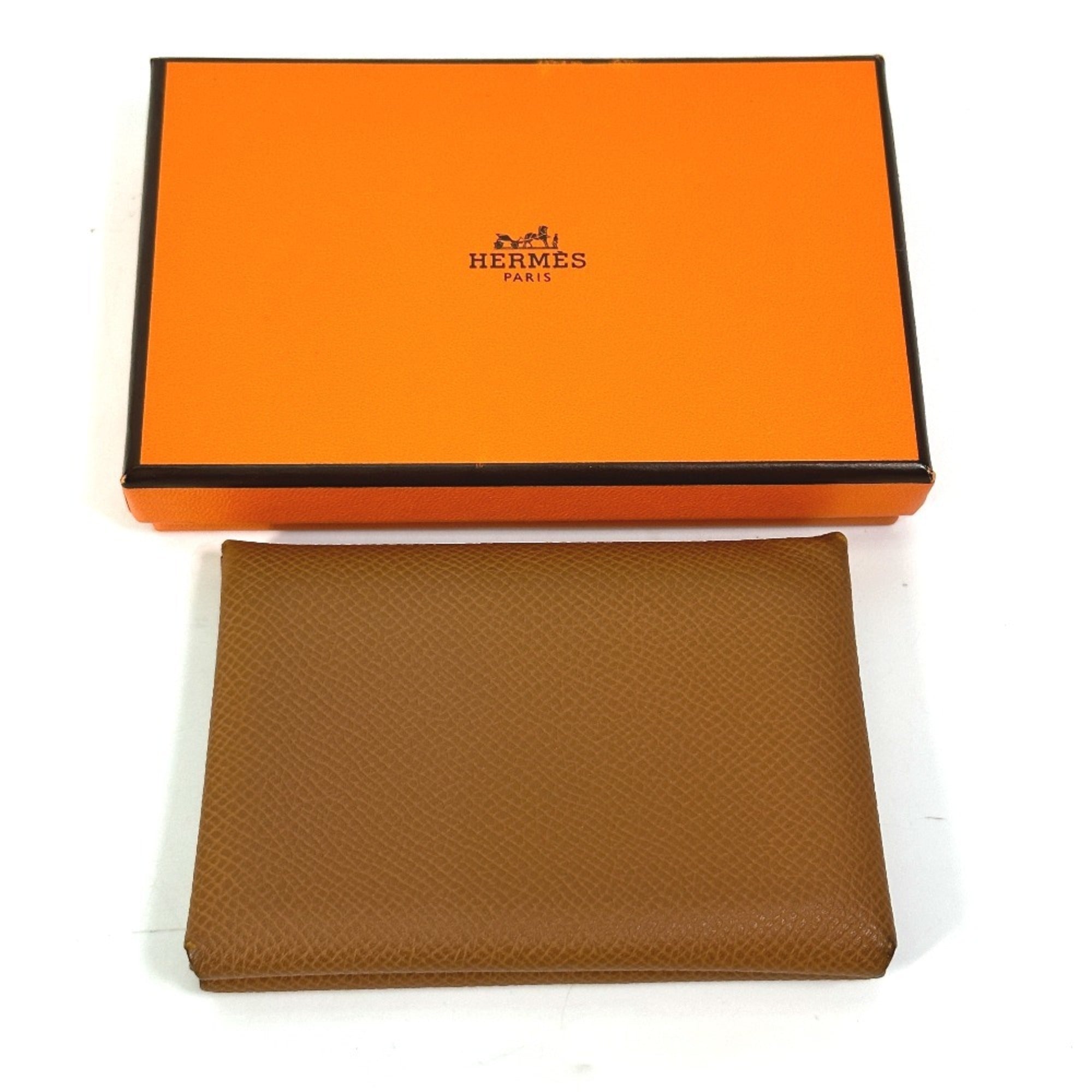 Hermes Brown Gold Brown Epsom Leather Coin Purse/Coin Case (Pre-Owned)