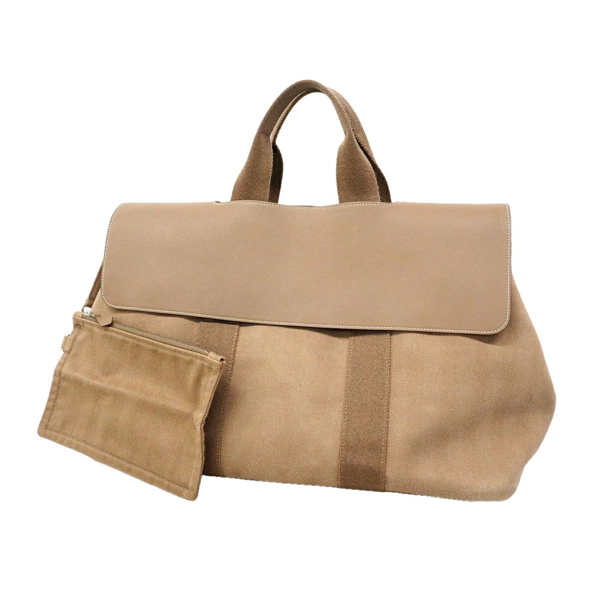 Hermes Etoupe Gray Toile Chevron Tote Bag (Pre-Owned)