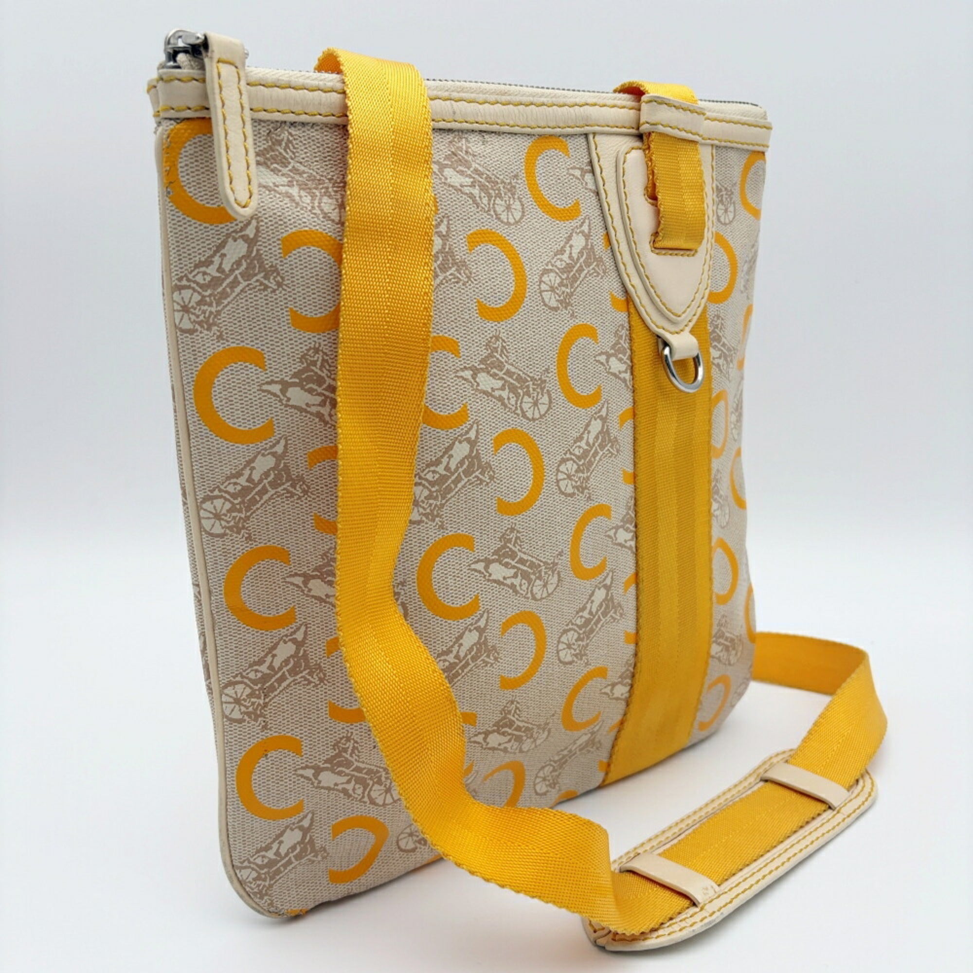 Celine Beige Yellow Canvas Pvc Leather Pochette Shoulder Bag (Pre-Owned)