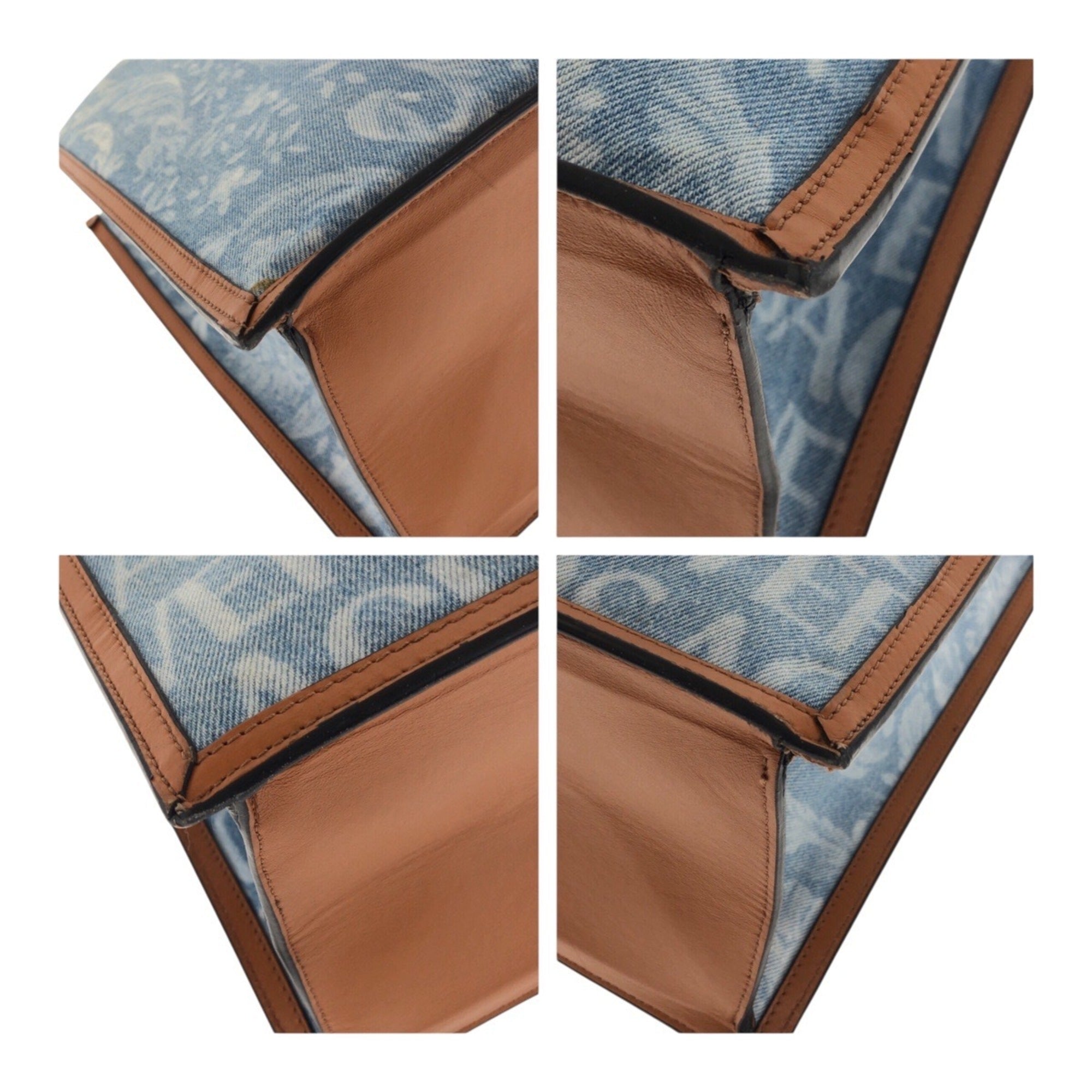 Versace Blue Brown Denim Handbag Tote Bag (Pre-Owned)