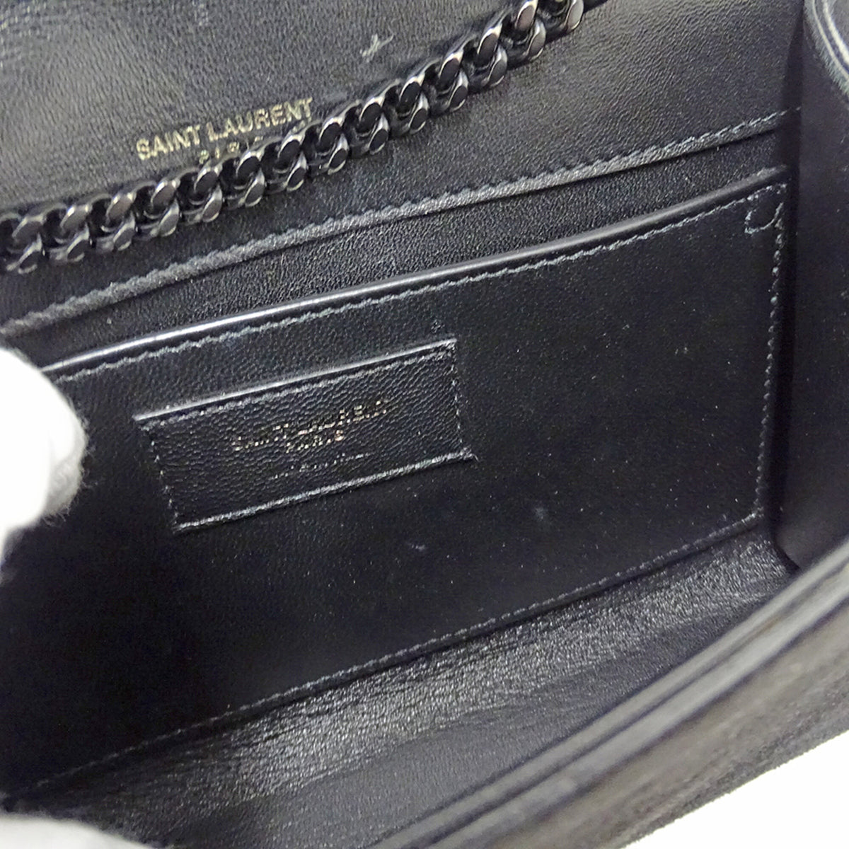 Saint Laurent Black Suede Rhinestone Handbag Shoulder Bag (Pre-Owned)