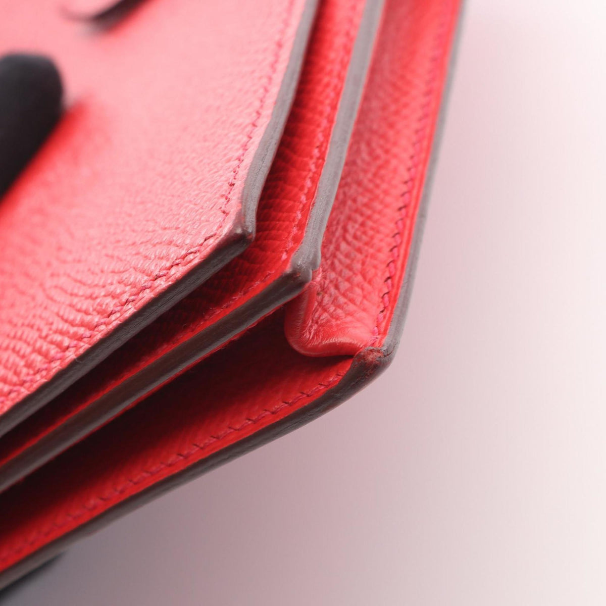 Hermes Red Color Rouge Casaque Leather Long Wallet (Bi-Fold) (Pre-Owned)
