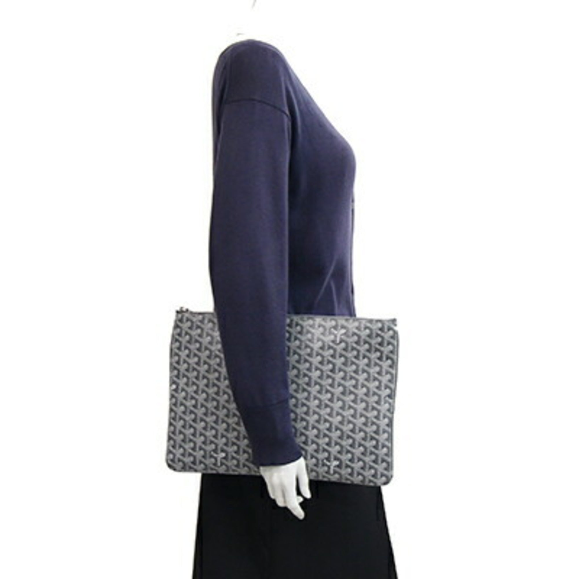 Goyard Gray Coated Canvas Leather Clutch Bag Pouch (Pre-Owned)