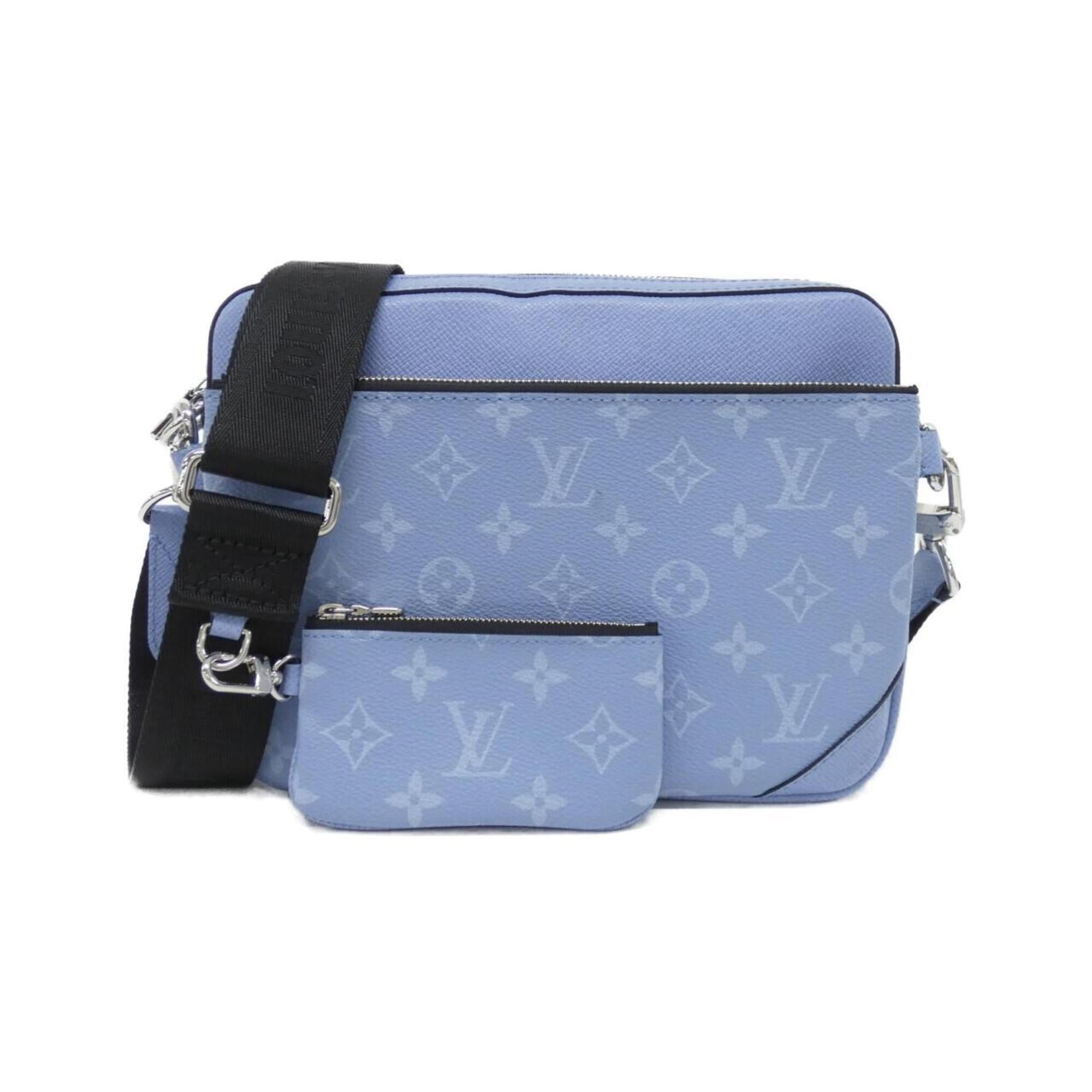 Louis Vuitton Sky Blue Coated Canvas Leather Handbag Pouch (Pre-Owned)