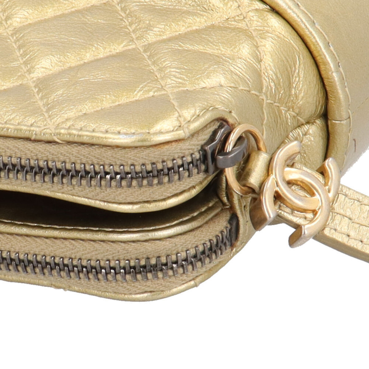 Chanel Gold Leather Chain/Shoulder Wallet (Pre-Owned)