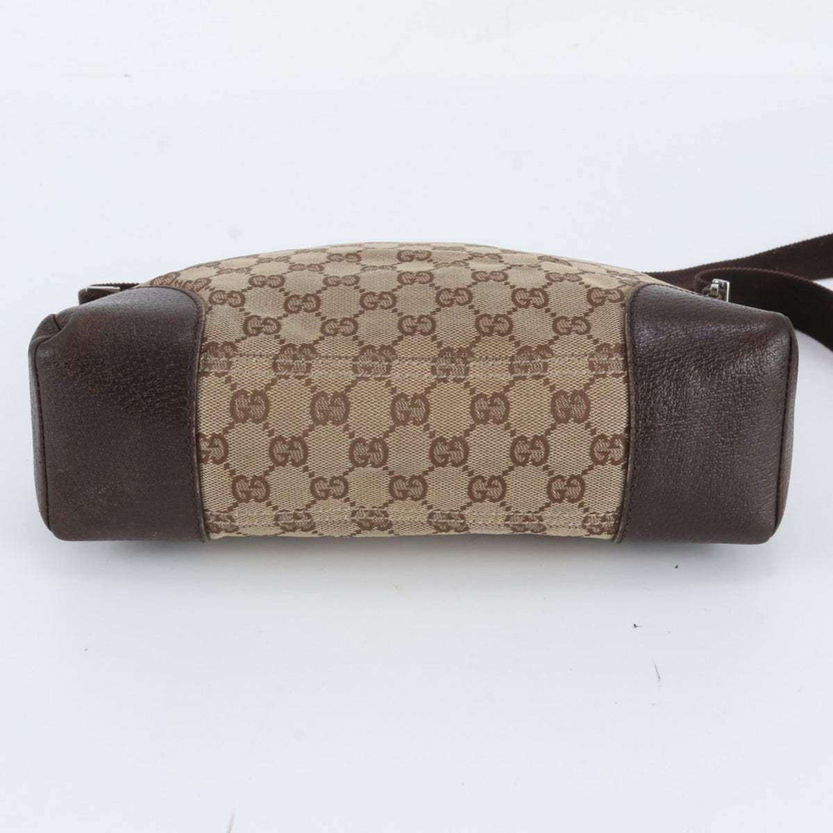 Gucci Brown Leather Canvas Crossbody Bag Handbag Shoulder Bag Tote Bag (Pre-Owned)