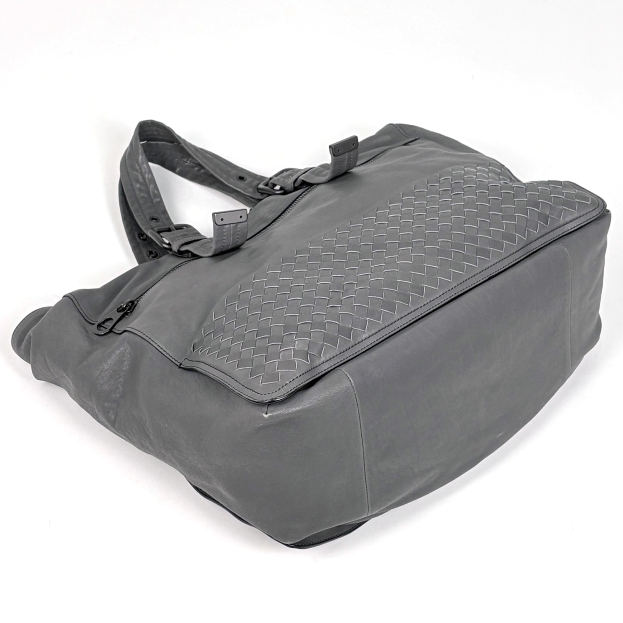 Bottega Veneta Gray Leather Tote Bag (Pre-Owned)