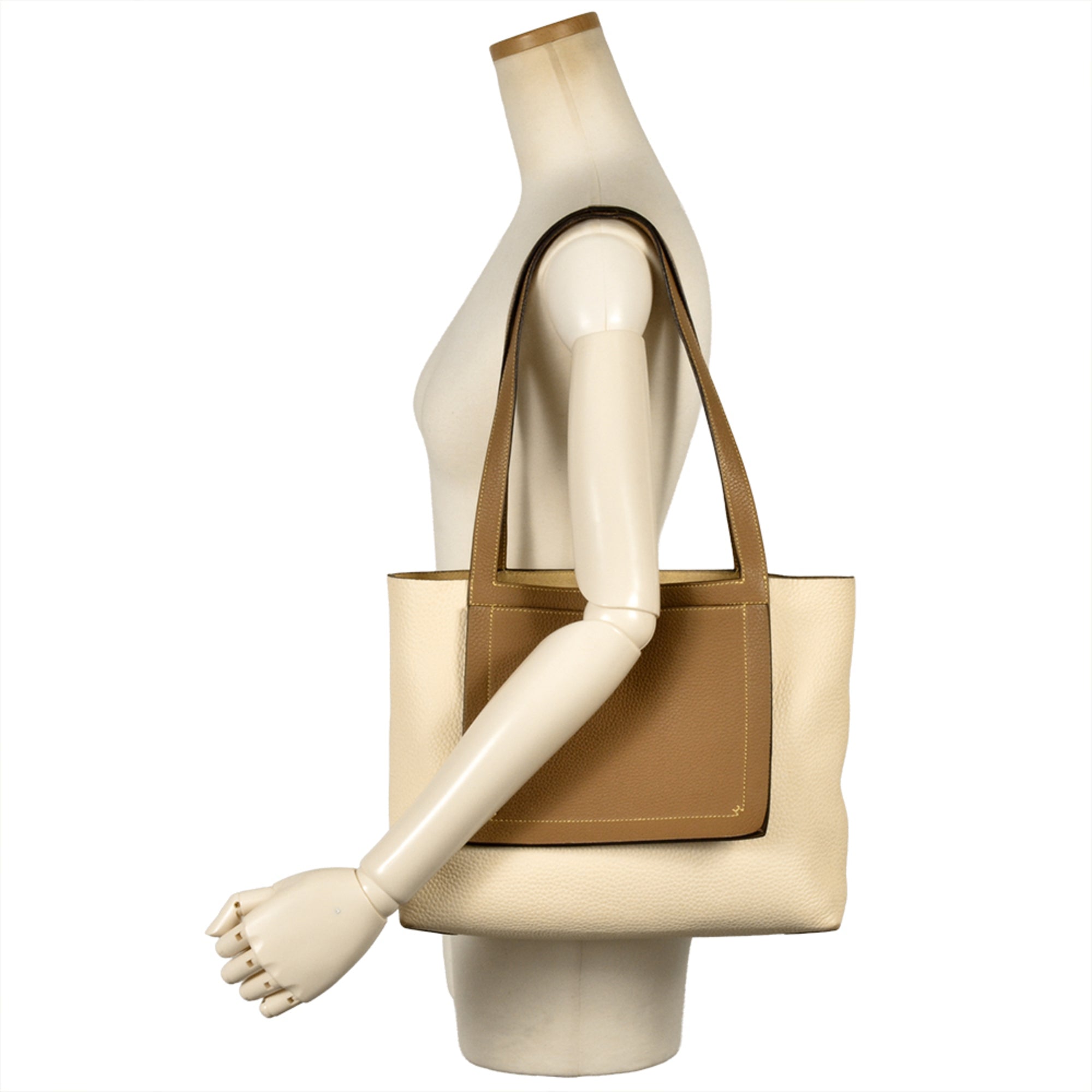 Hermes White Taurillon Clemence Leather Tote Bag (Pre-Owned)