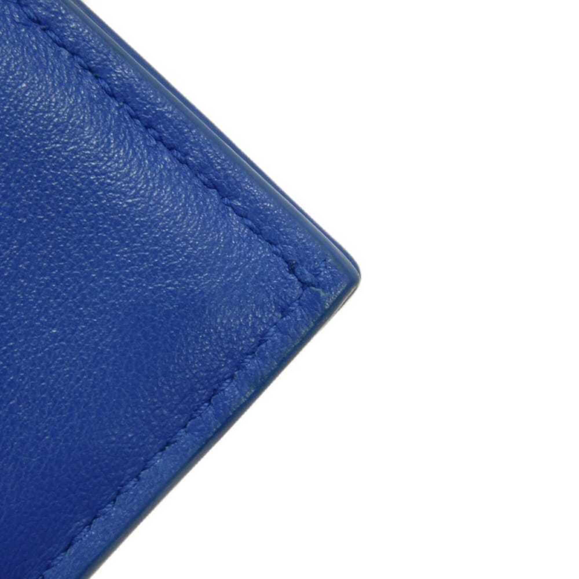 Bottega Veneta Intrecciato Blue Leather Wallet (Tri-Fold) (Pre-Owned)