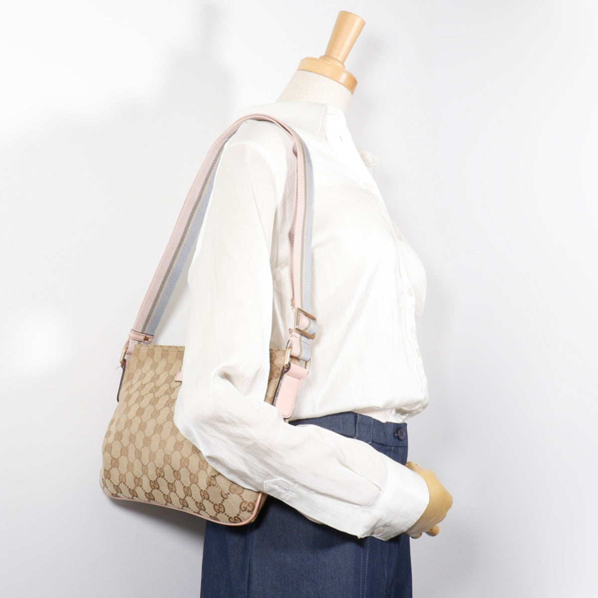 Gucci Gg Canvas Brown Pink Gg Canvas Shoulder Bag (Pre-Owned)