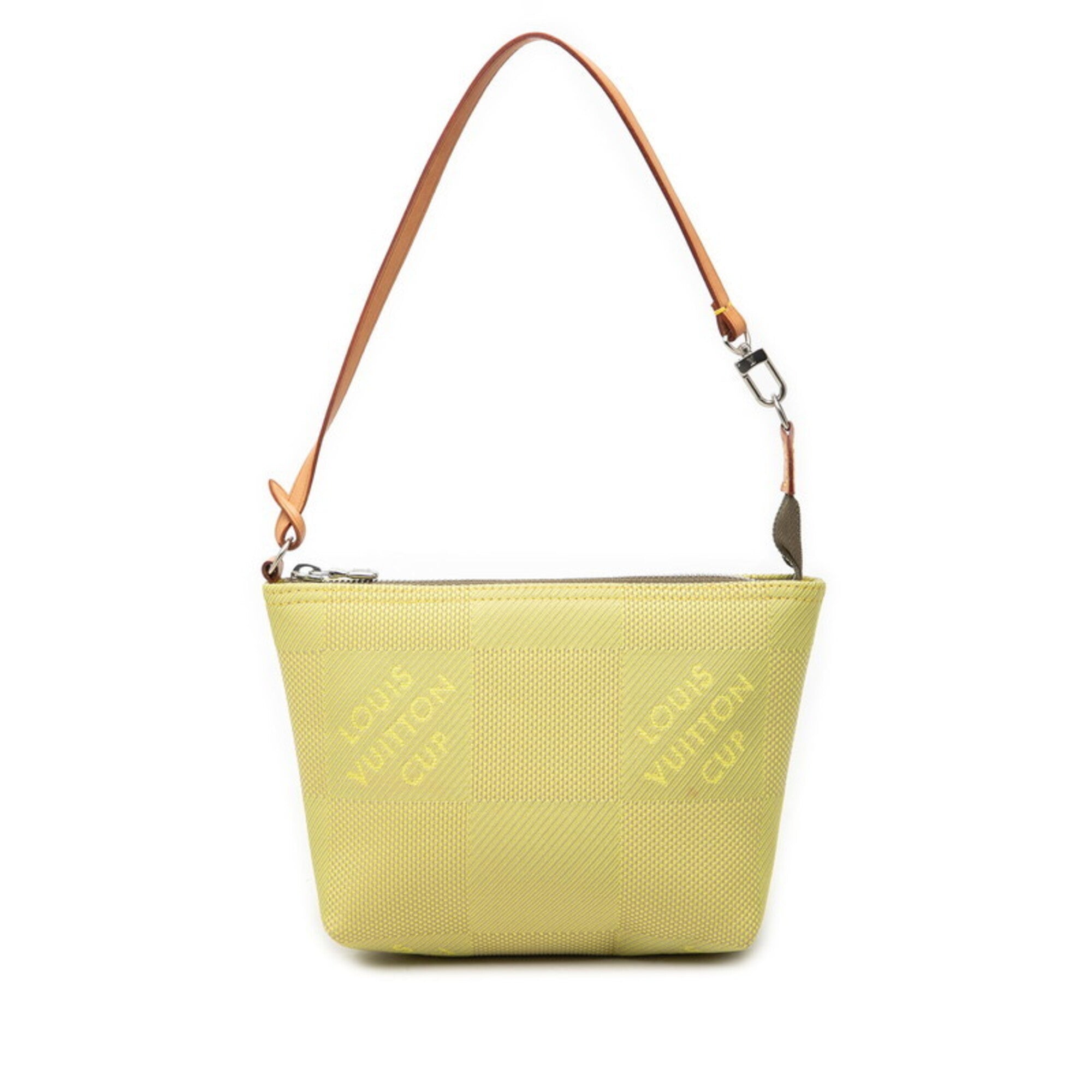 Louis Vuitton Lime Green Canvas Leather Handbag Pouch (Pre-Owned)