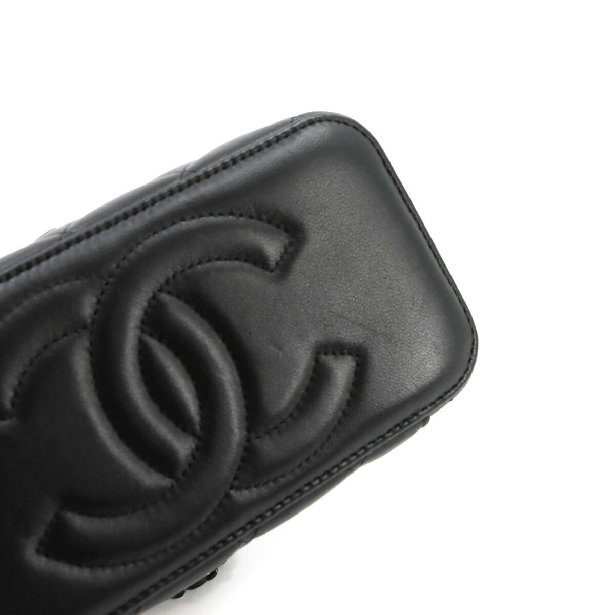 Chanel Black Leather Handbag Vanity Bag (Pre-Owned)