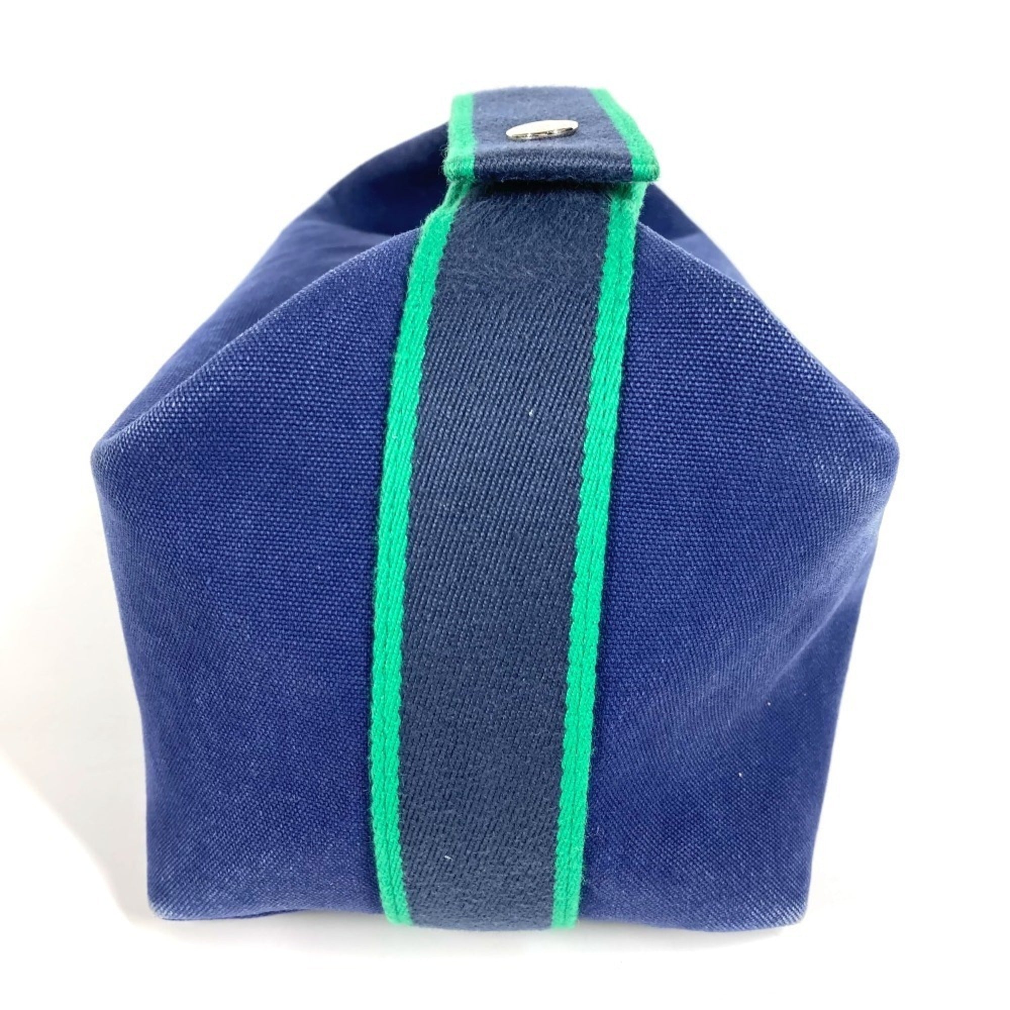 Hermes Blue Green Cotton Handbag Pouch Vanity Bag (Pre-Owned)