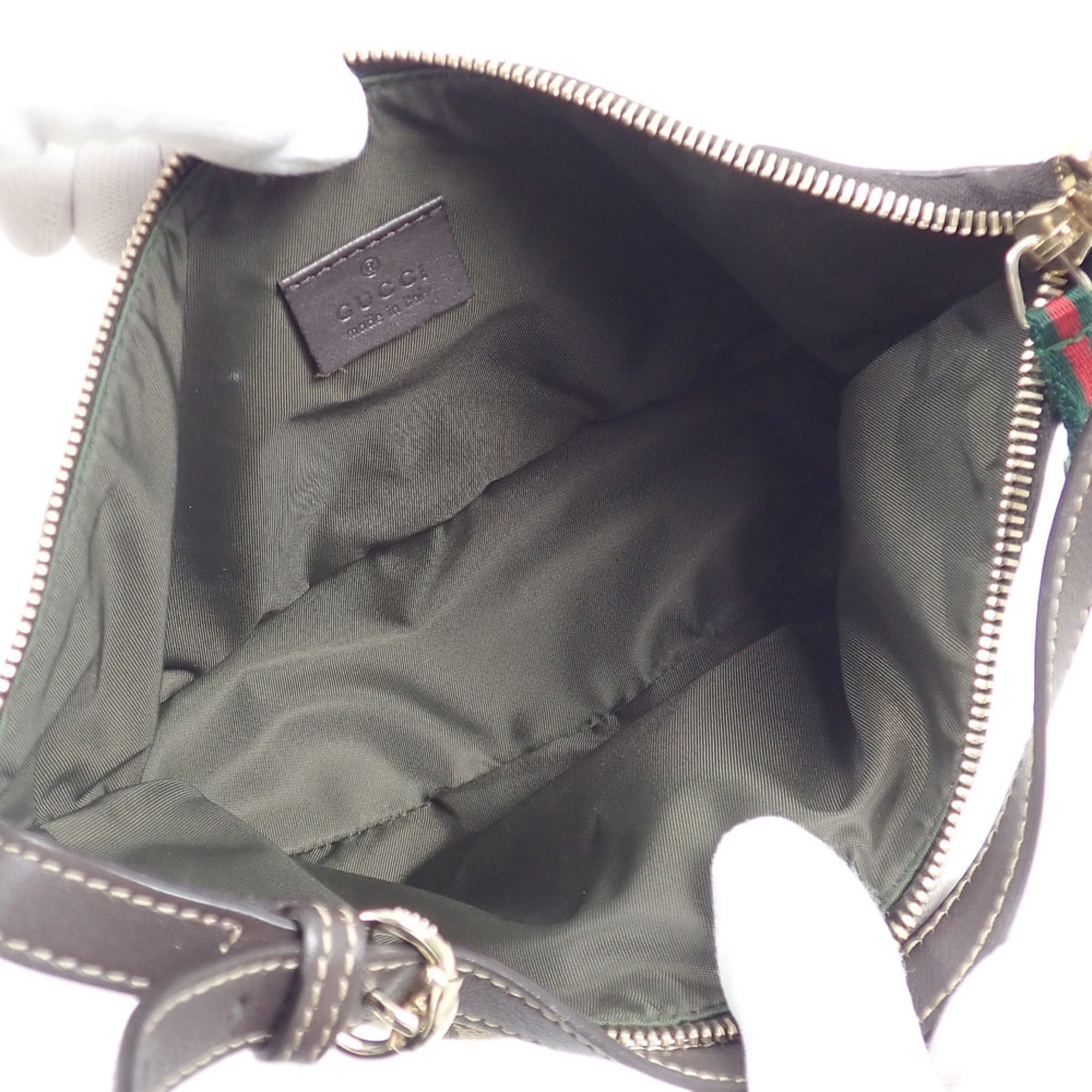 Gucci Beige Brown Gg Canvas Leather Shoulder Bag (Pre-Owned)