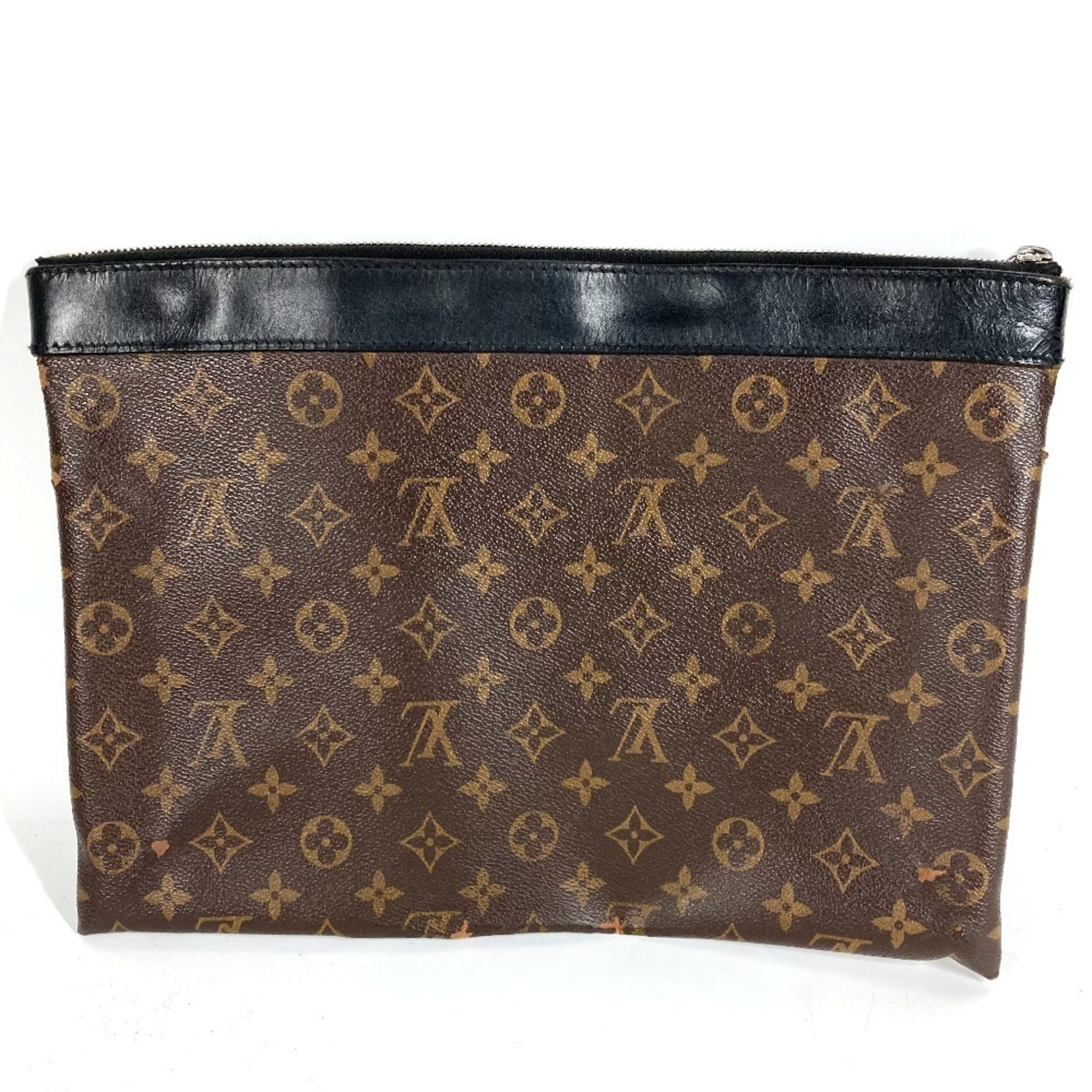 Louis Vuitton Black Brown Monogram Canvas Clutch Bag Handbag Pochette Pouch (Pre-Owned)