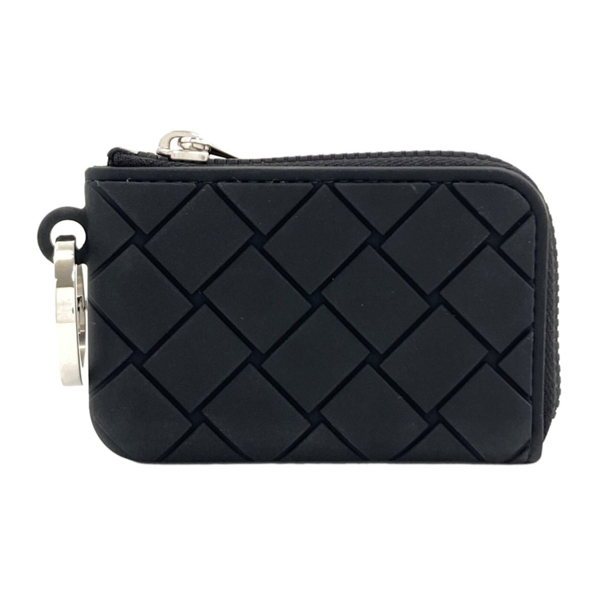 Bottega Veneta Intrecciato Black Rubber Coin Purse/Coin Case (Pre-Owned)