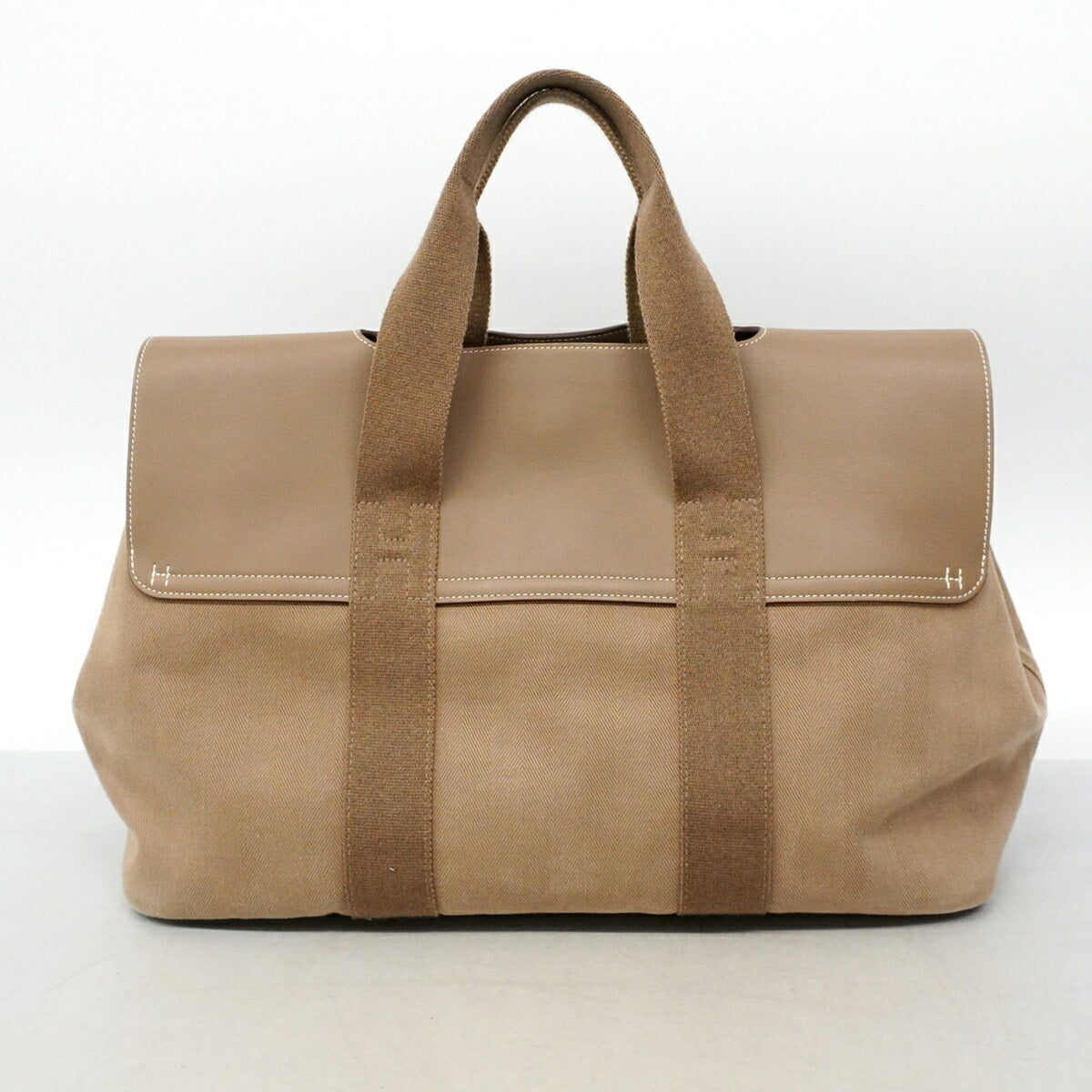 Hermes Etoupe Gray Toile Chevron Tote Bag (Pre-Owned)