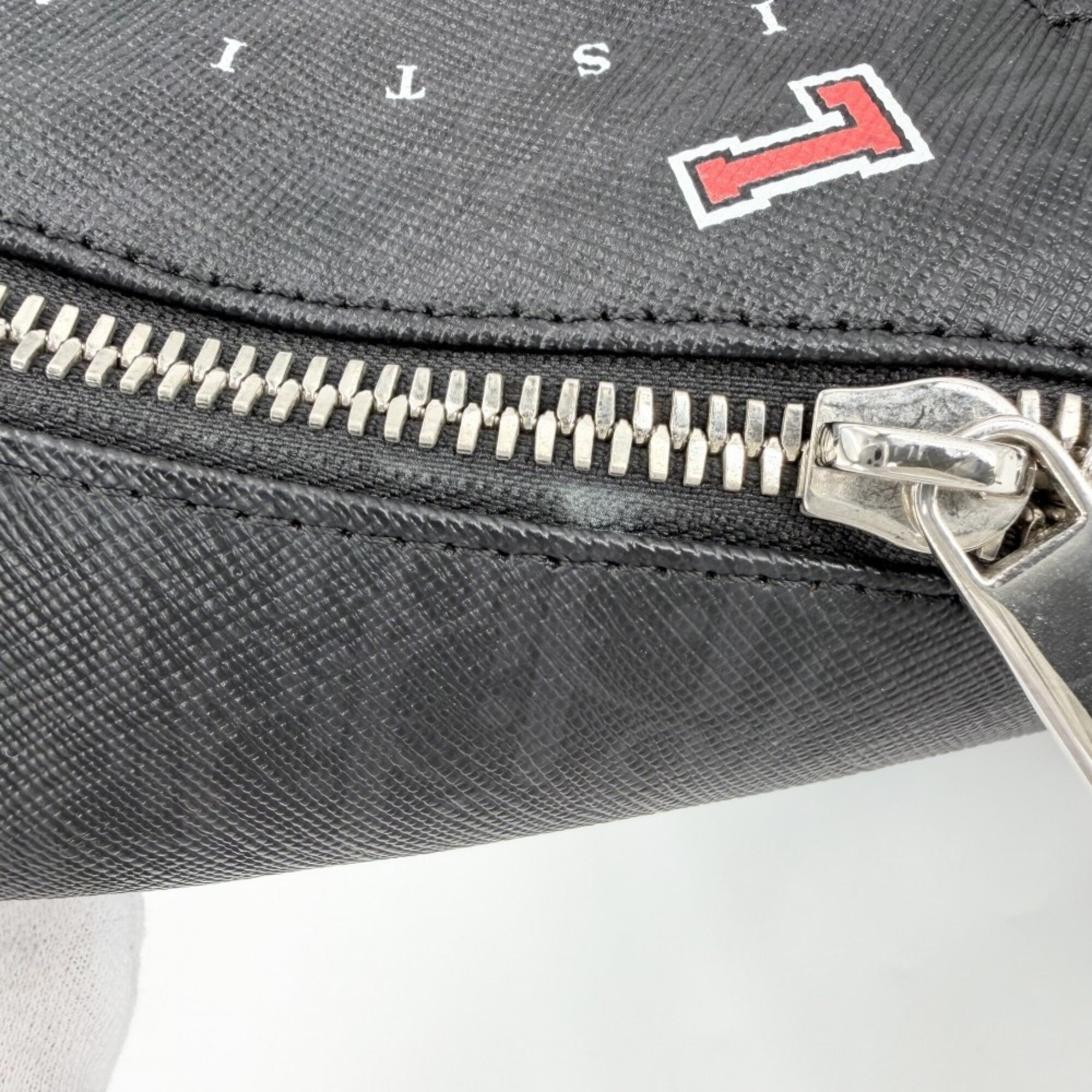 Dior Homme Black Red Color Leather Backpack (Pre-Owned)